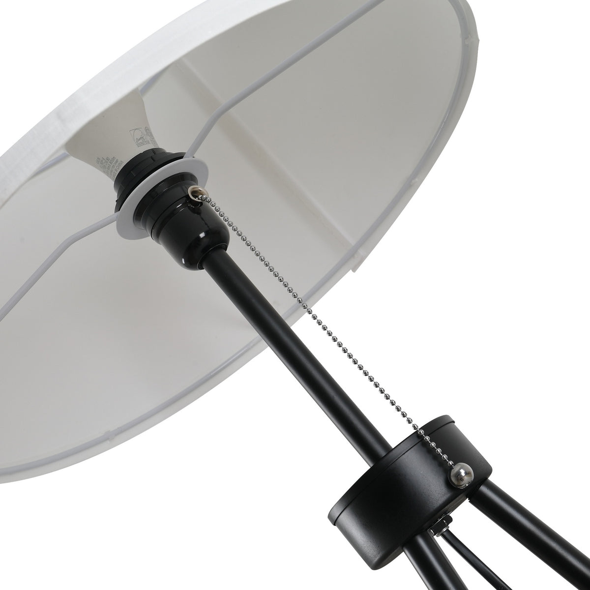 Moderne svart og hvit gulvlampe E27, stål og polyester
