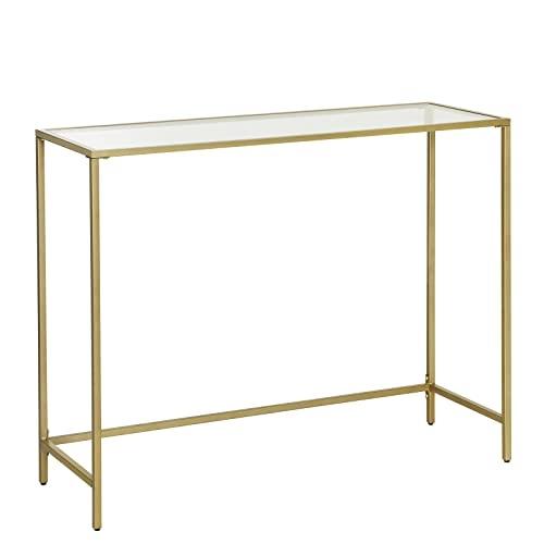 Modernt guld metall & glas konsolbord, 100x35x80 cm