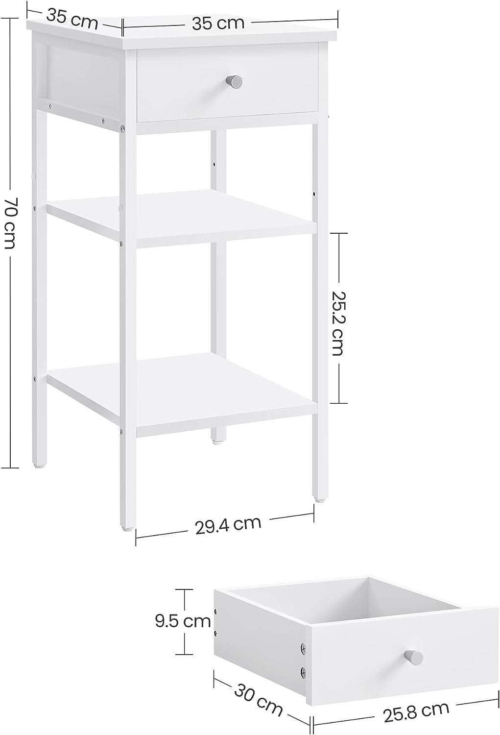 Modernt minimalistiskt nattduksbord med 3 förvaringsmöjligheter