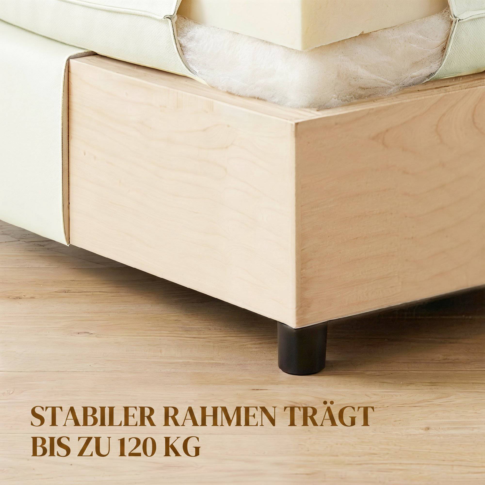 Modern tygfotpall med plastben, 75 cm, krämvit