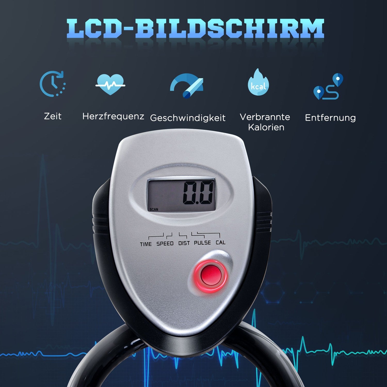 Motionscykeltränare med 10 kg svänghjul och LCD-skärm