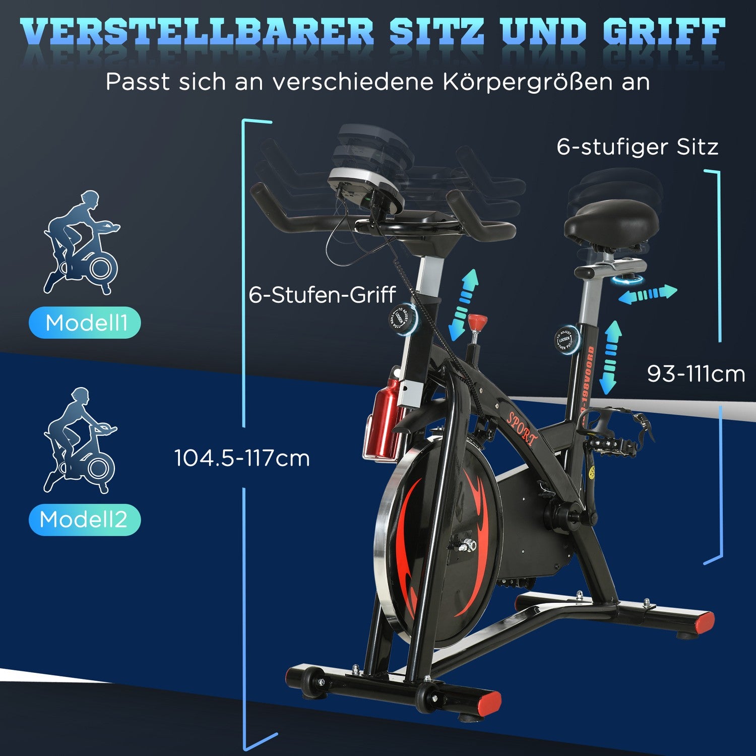 Motionscykeltränare med 10 kg svänghjul och LCD-skärm
