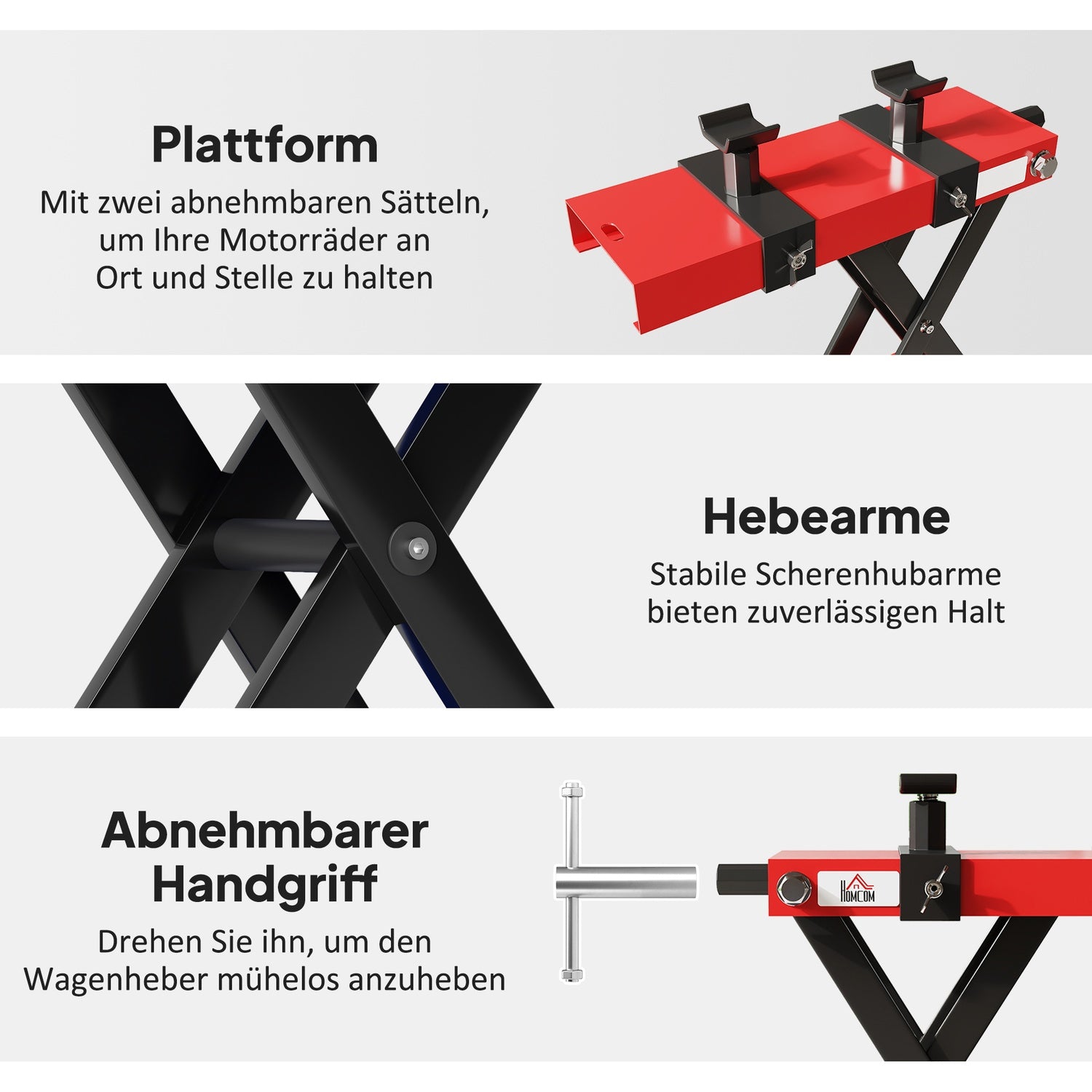 Motorcykellyft med 500 kg kapacitet, justerbar 95-400 mm