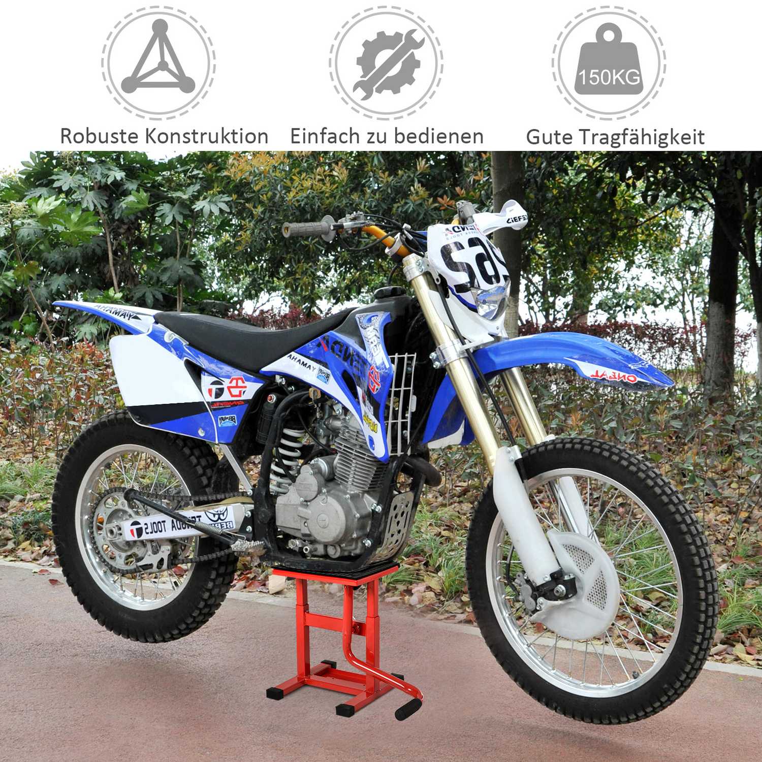 Motorcykellyftställ, stål, justerbart 39-46 cm, 150 kg Kapacitet