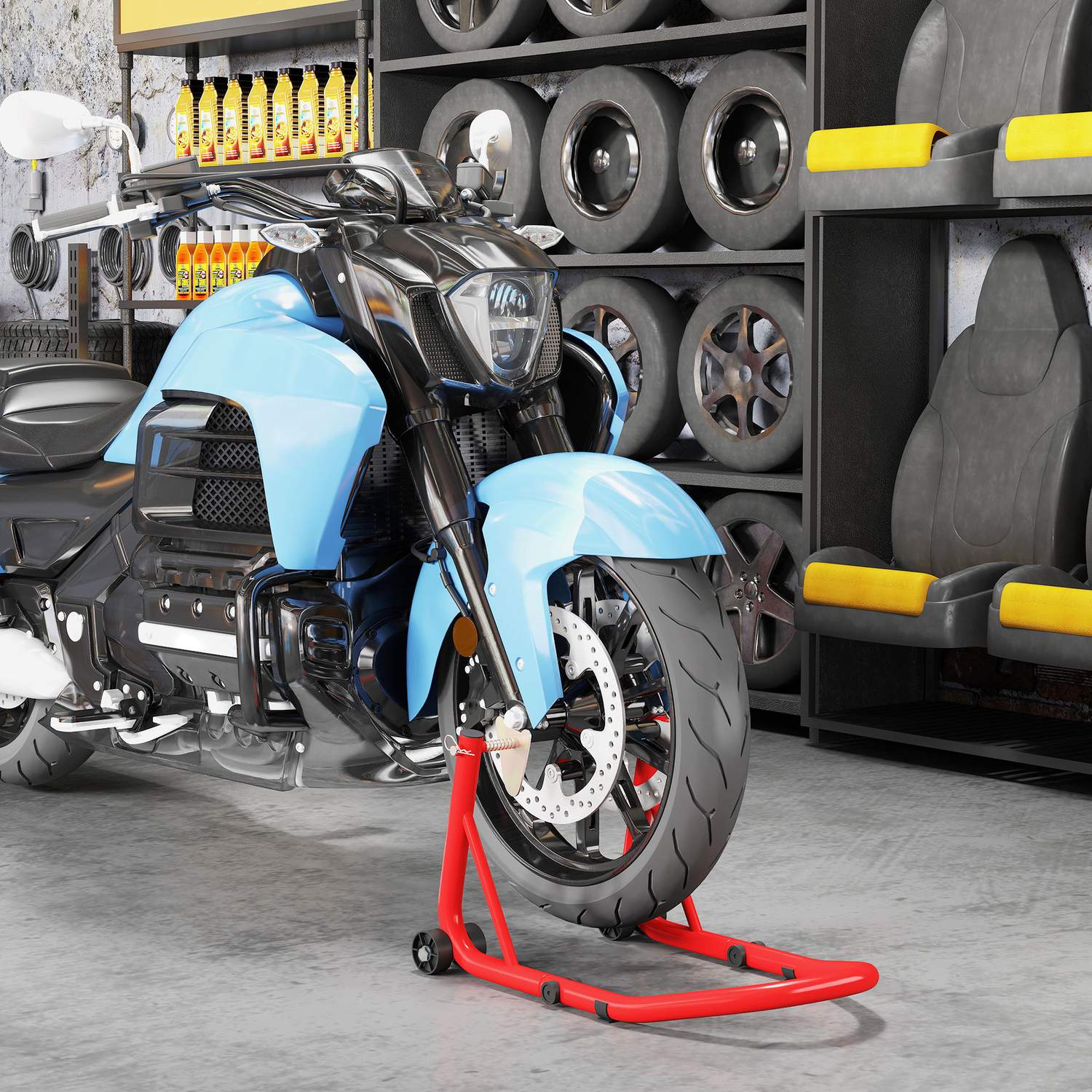 Motorcykelställ, Fram/Bak, Stål, 544 kg Kapacitet