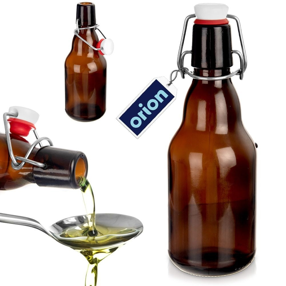Mörk Glasflaska 340 ml med Patentkork för Hemgjorda Drycker