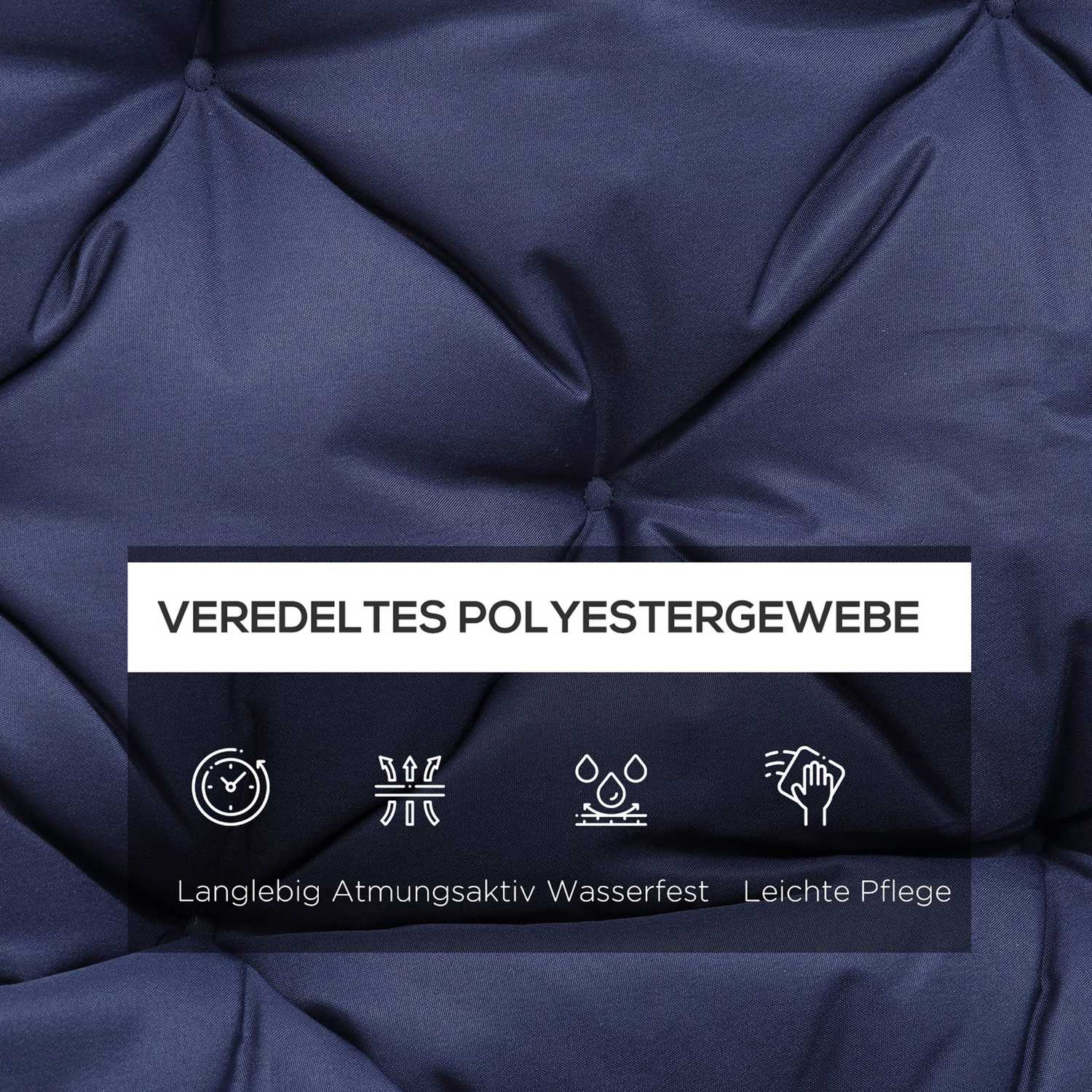 Mörkblå 3-sits bänkdyna, 150x98x8 cm, inomhus/utomhus