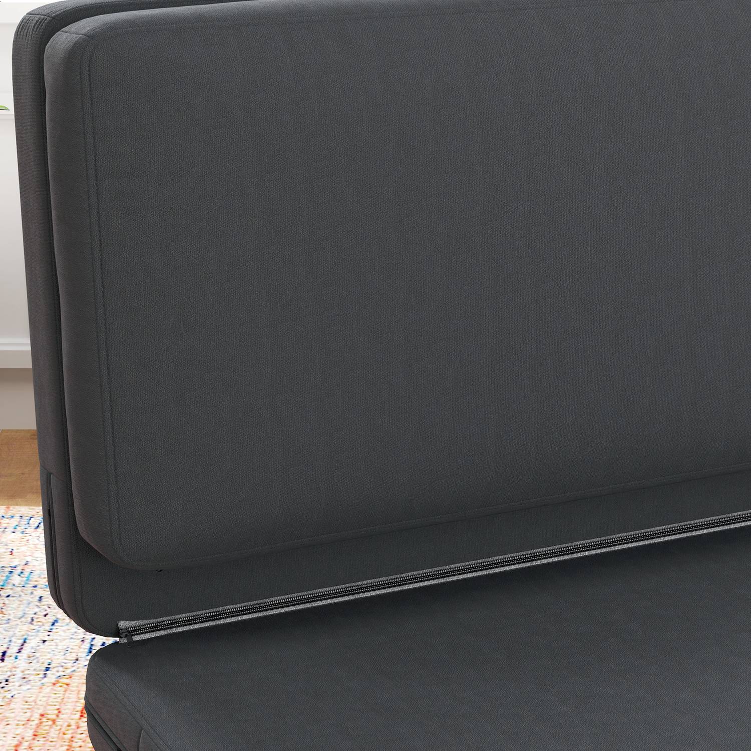 Mörkgrå 3-i-1 hopfällbar bäddsoffa – sammetslook, kapacitet 240 kg