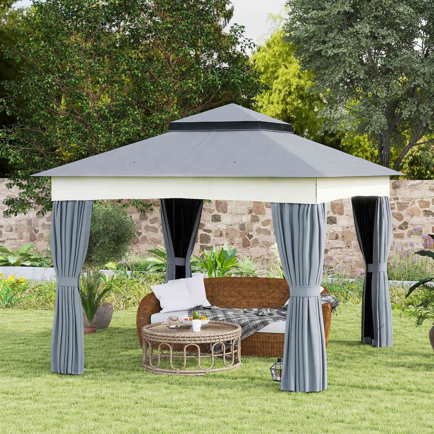 Mörkgrå 3x3m Metal Gazebo – Vattenavvisande, stabil