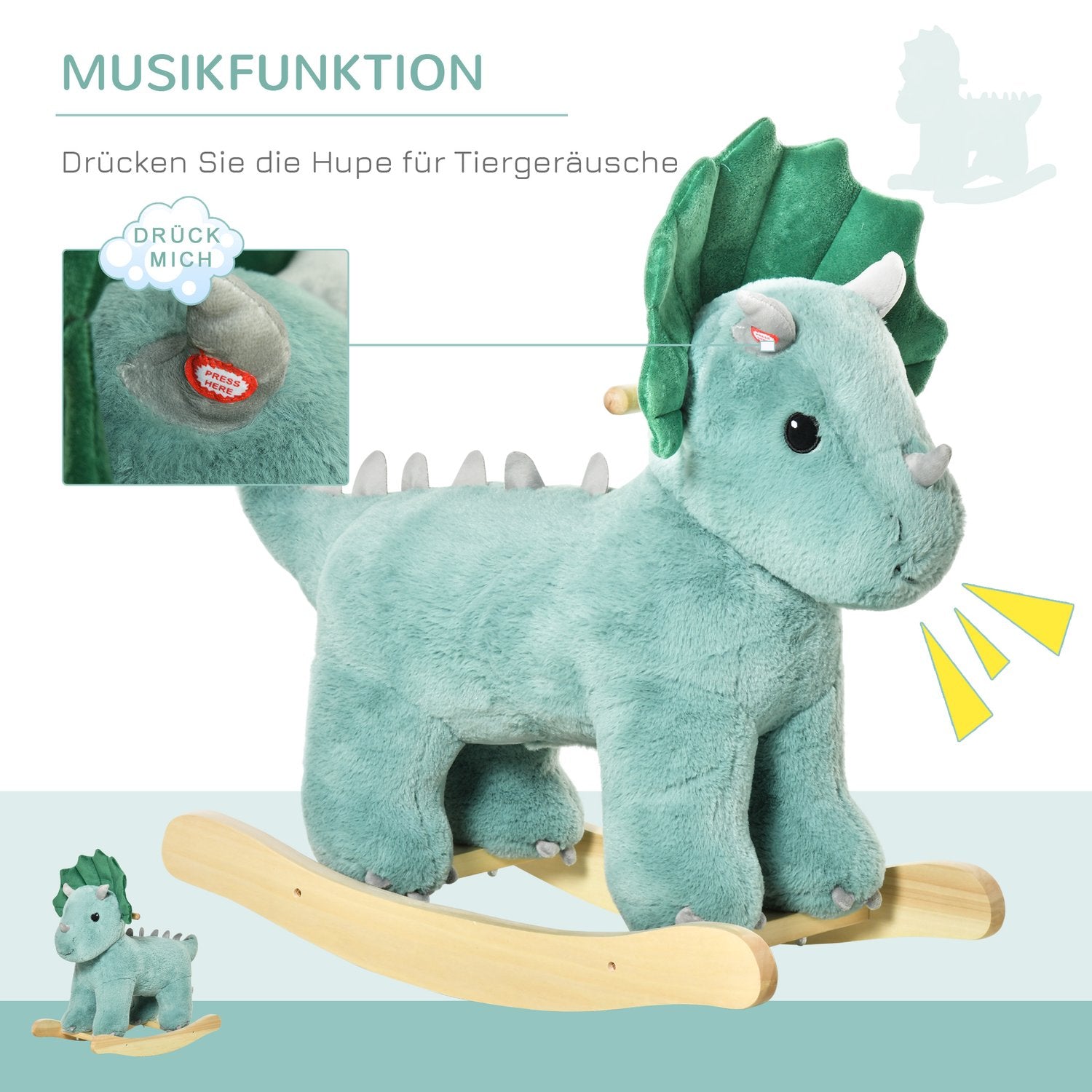 Mörkgrön gunghäst för barn, Stall & Säker, 64x30x54 cm