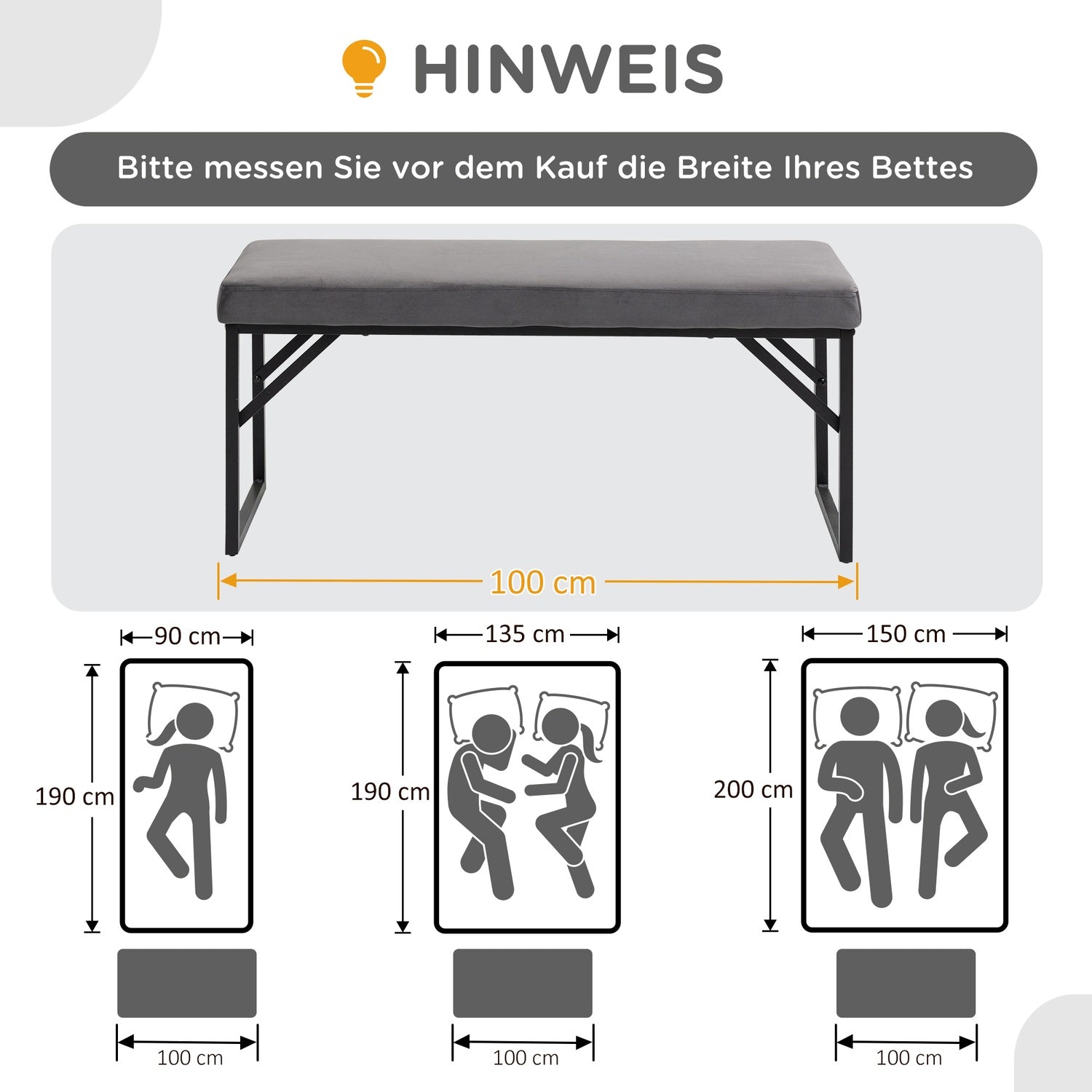 Mörkgrå sammetstoppad bänk för sovrum eller hall
