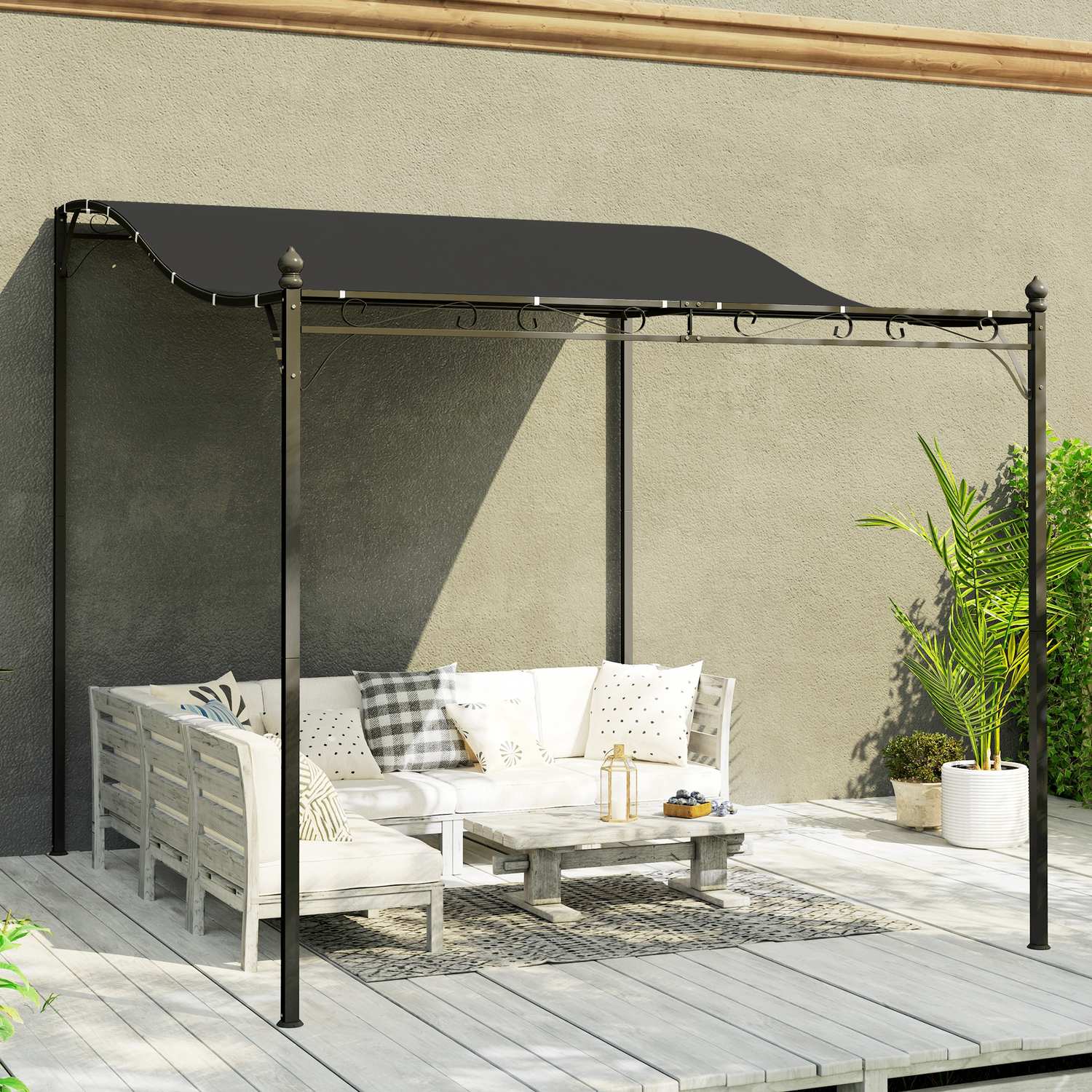 Mörkgrå trädgårdspaviljong Pergola, vattenavvisande, 2,5x3x2,5 m