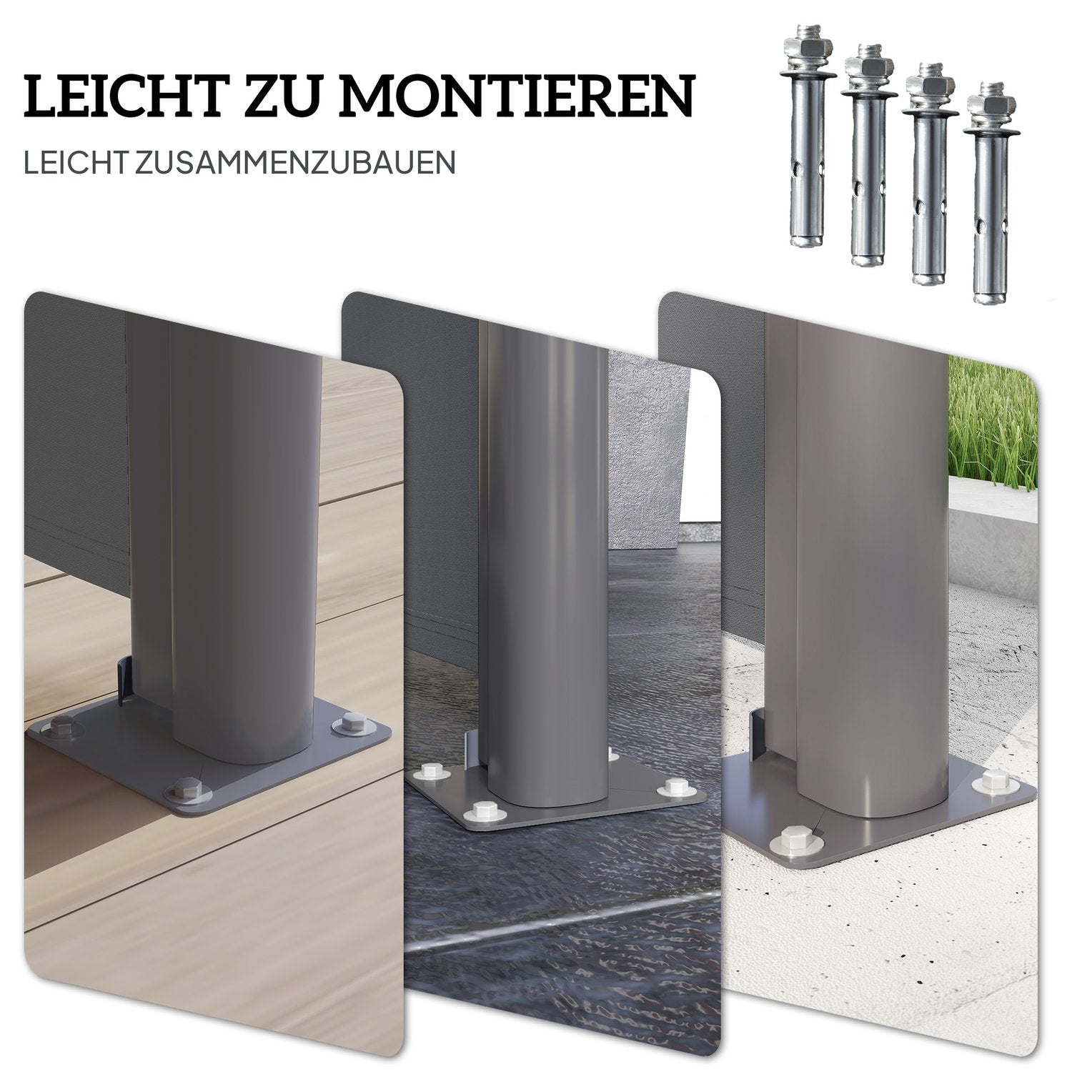 Mörkgrå utdragbar sidomarkis, 300x140cm Privacy Screen