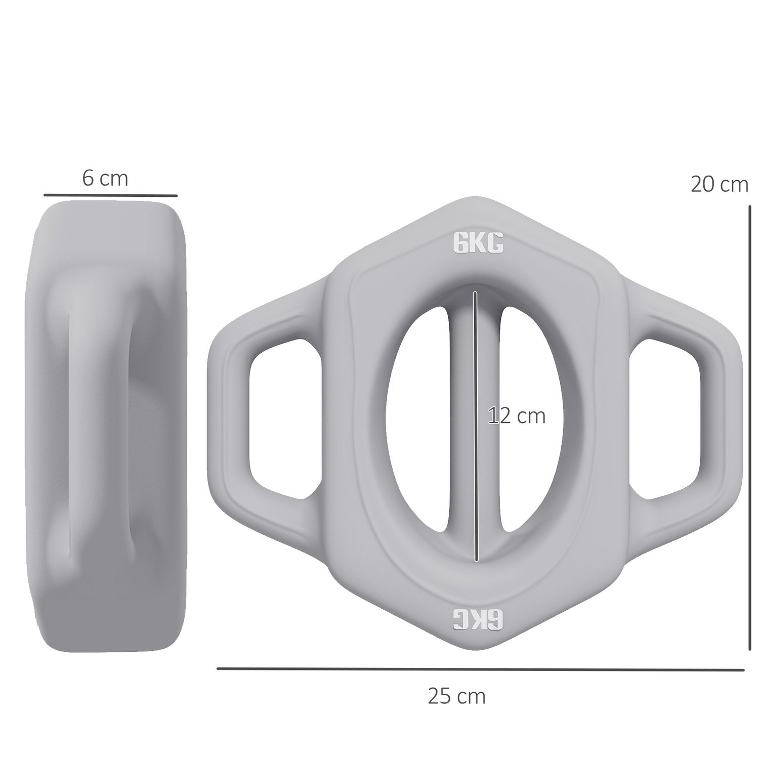 3-i-1 manual 6 kg gulvvennlig multifunksjonell manual for styrketrening, metall, grå