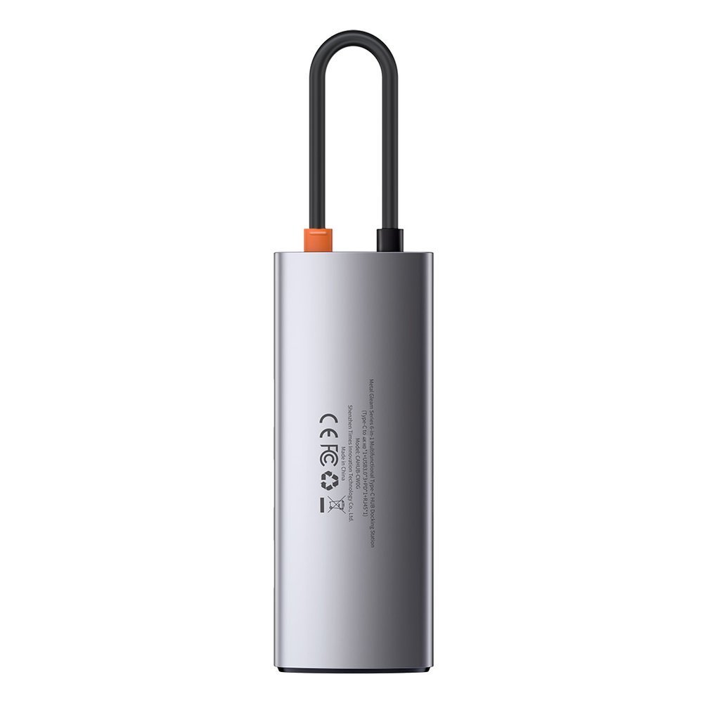 Multifunktionell 6-i-1 USB HUB USB-C PD HDMI 3x USB 3.2 RJ45 Grå