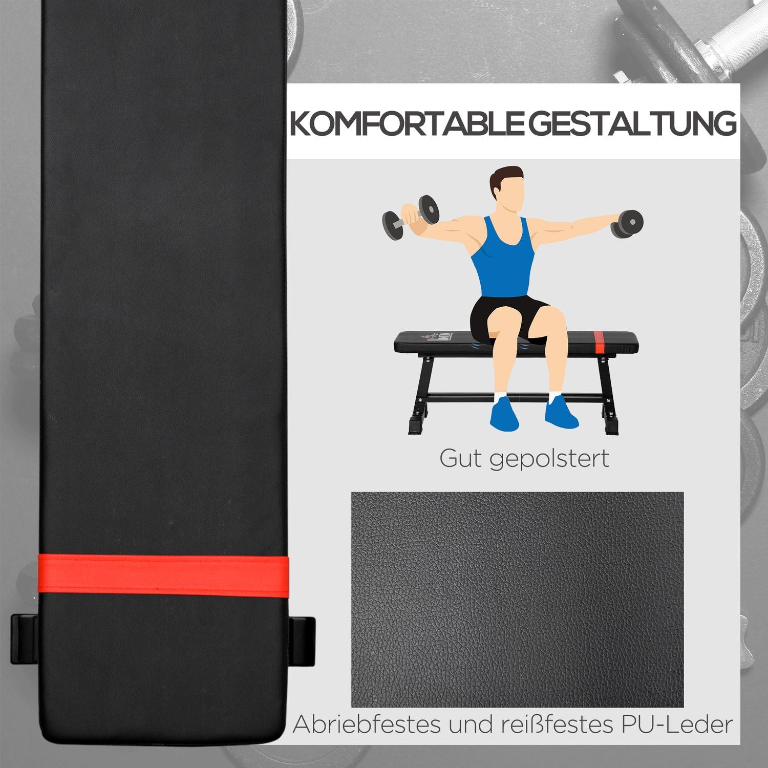 Multifunktionell viktbänk – 150 kg kapacitet, svart metall