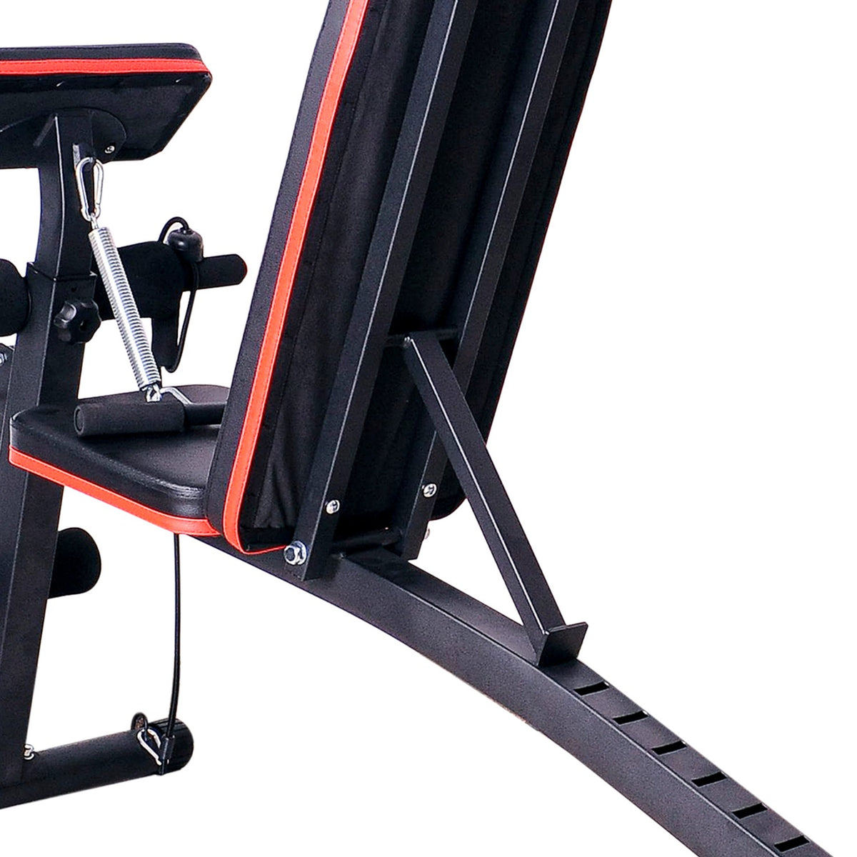 Multifunksjonell vektbenk multigym med fjærforsterker, treningsbenk med maksimal belastning på 120 kg, svart, 54 x 160 x 106 cm