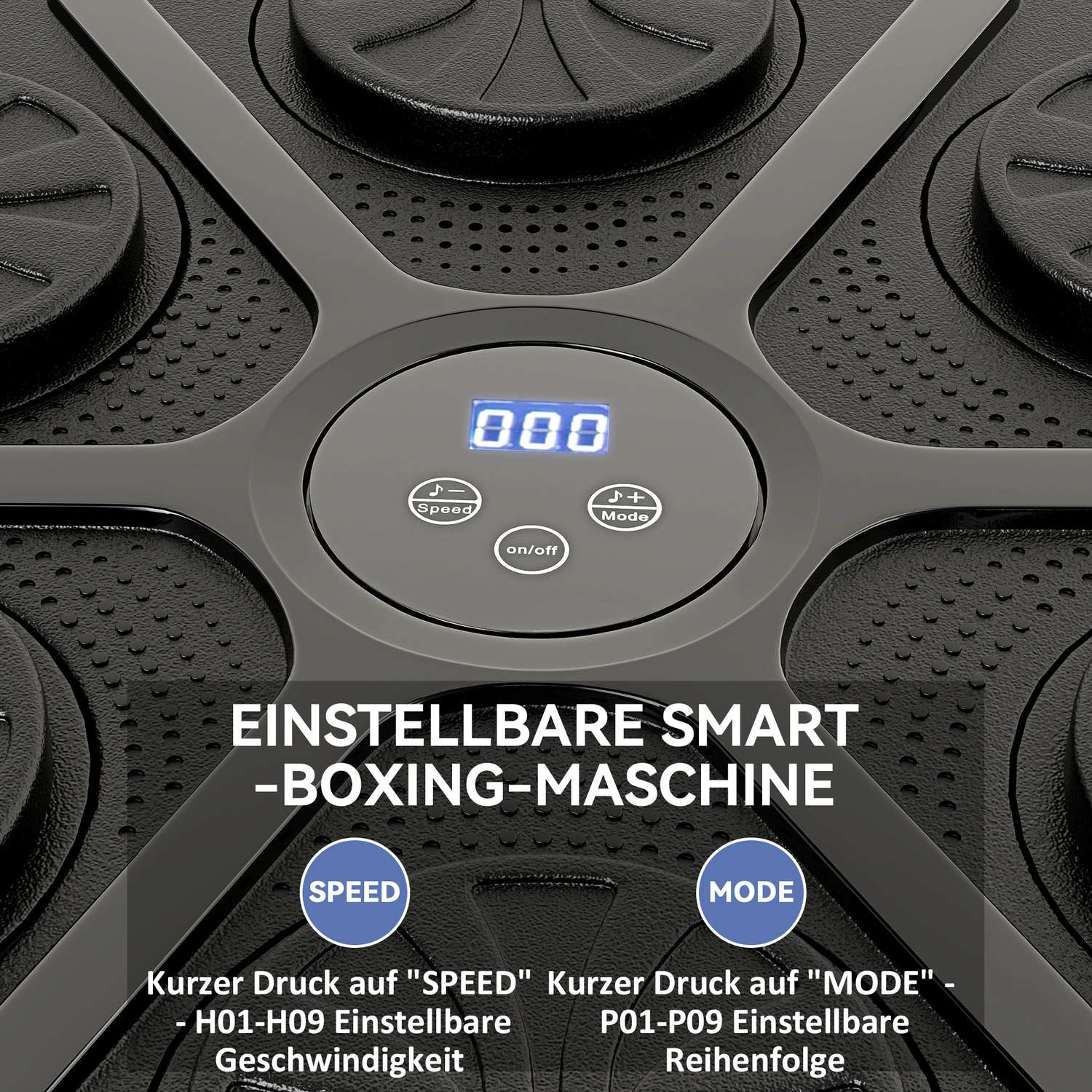Musikboxningsmaskin, elektronisk Bluetooth-boxningsmaskin med LED-lampor, musik, väggmonterad boxningsmål för vuxna, hemmaträning, svart