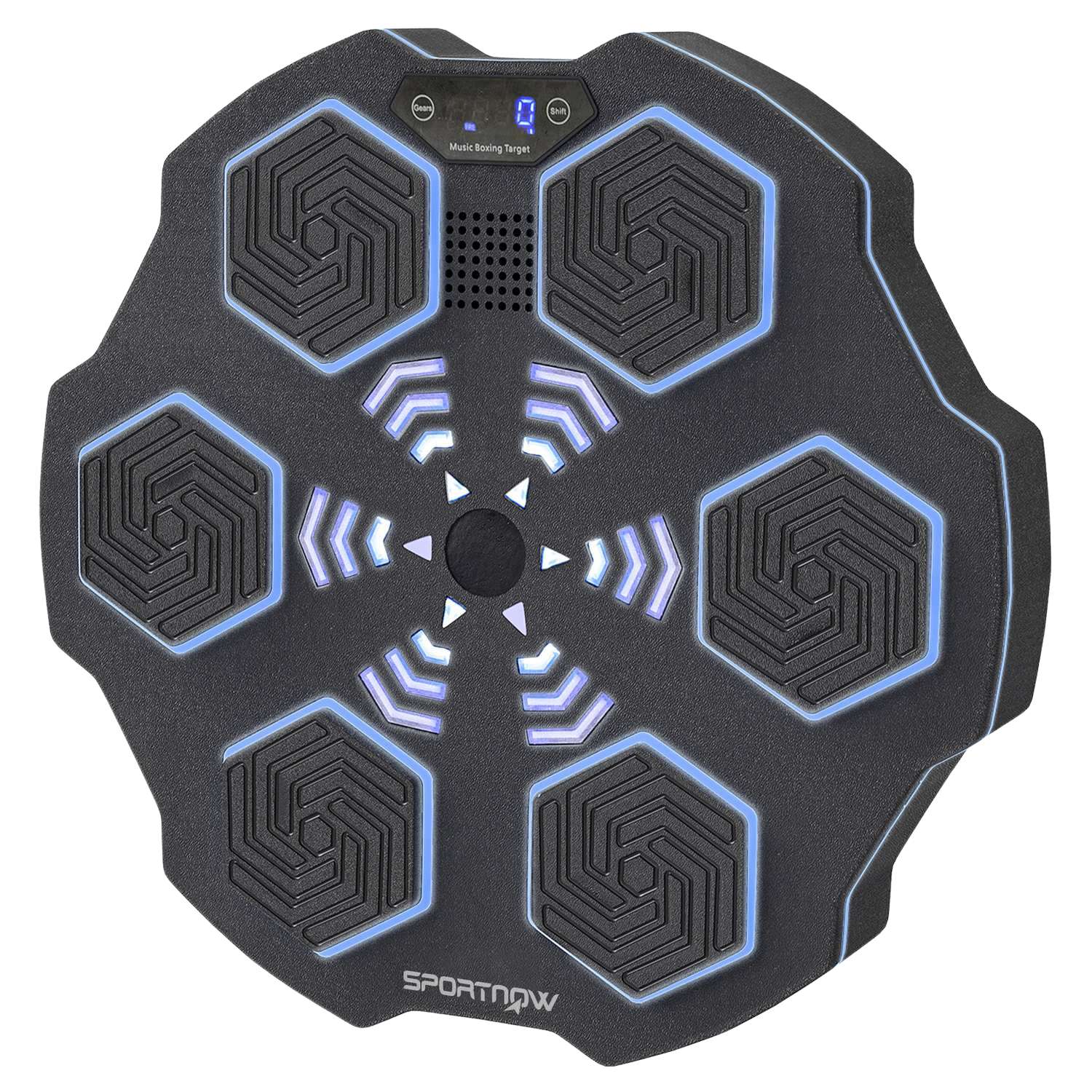 Musikdosa, Bluetooth-högtalare, väggmonterbar, 9 hastigheter och lägen, LED-lampor, svart