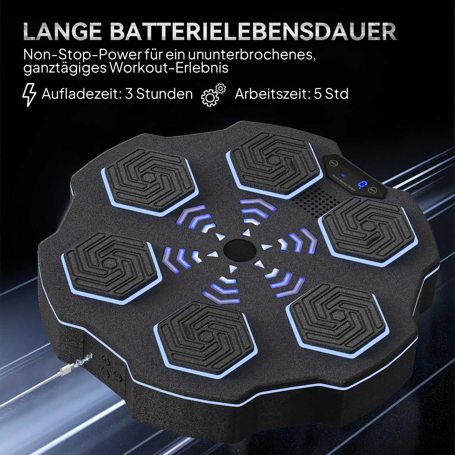 Musikdosa, Bluetooth-högtalare, väggmonterbar, 9 hastigheter och lägen, LED-lampor, svart