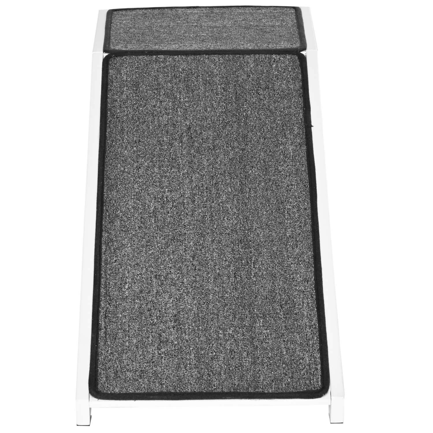 Dyrampe med sklisikker matte Dyrestige Hunderampe For Hunder Opp til 30 Kg Furu Polyester Hvit + Grå 125 X 40 X 35,5 Cm