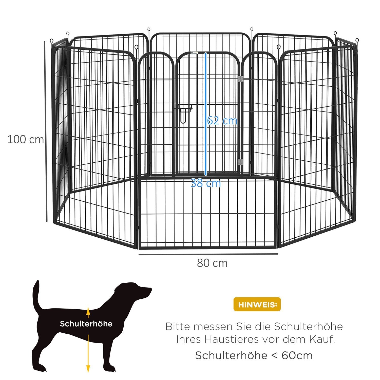 Valpeløp Utendørs inngjerdet kjæledyrlekegrind Lekegrind Hundegjerde Tilpassbar form med dør Metall 79X100 cm svart