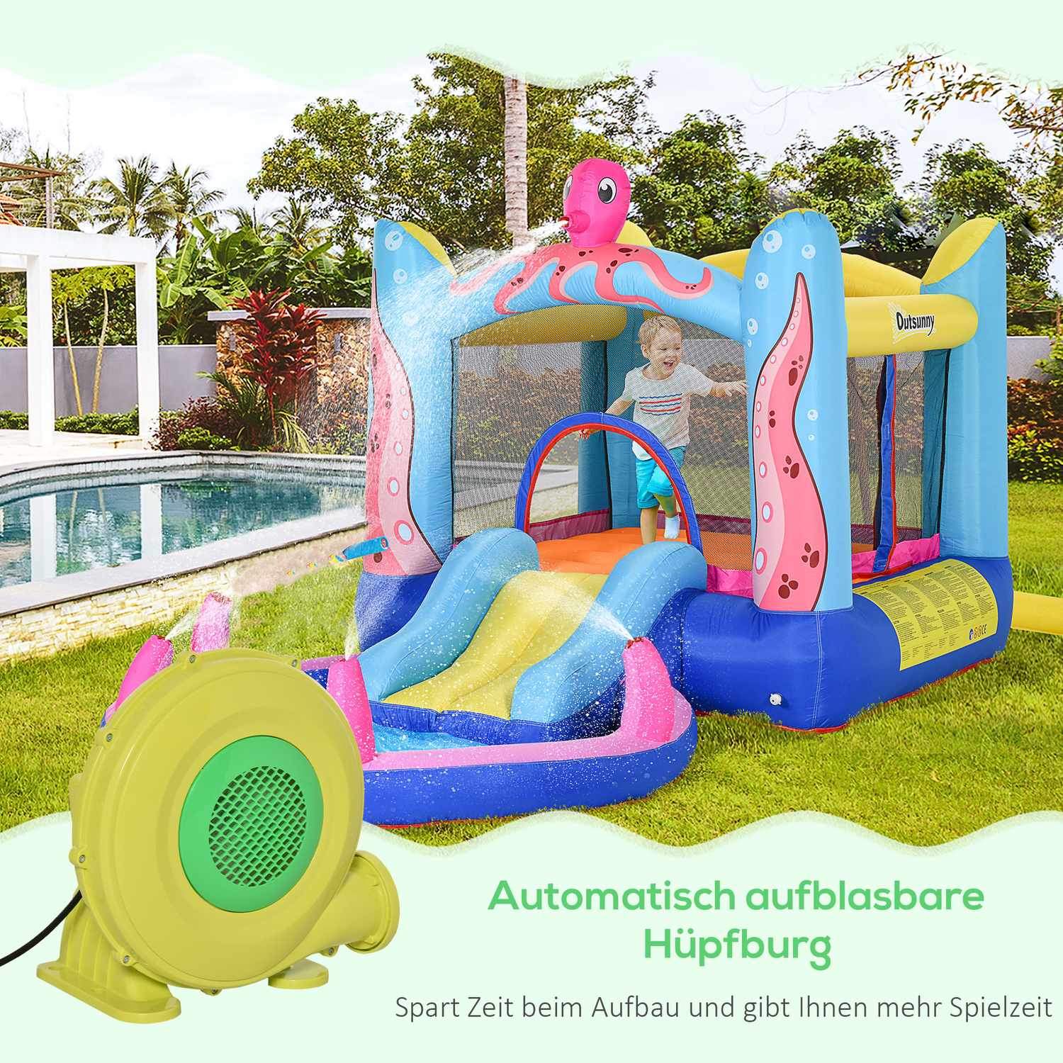 450W Elektrisk Luftpump Bouncy Castle Blåsare Pump Fläkthandtag Kontinuerlig Fläkt Uppblåsbara Leksaker Abs