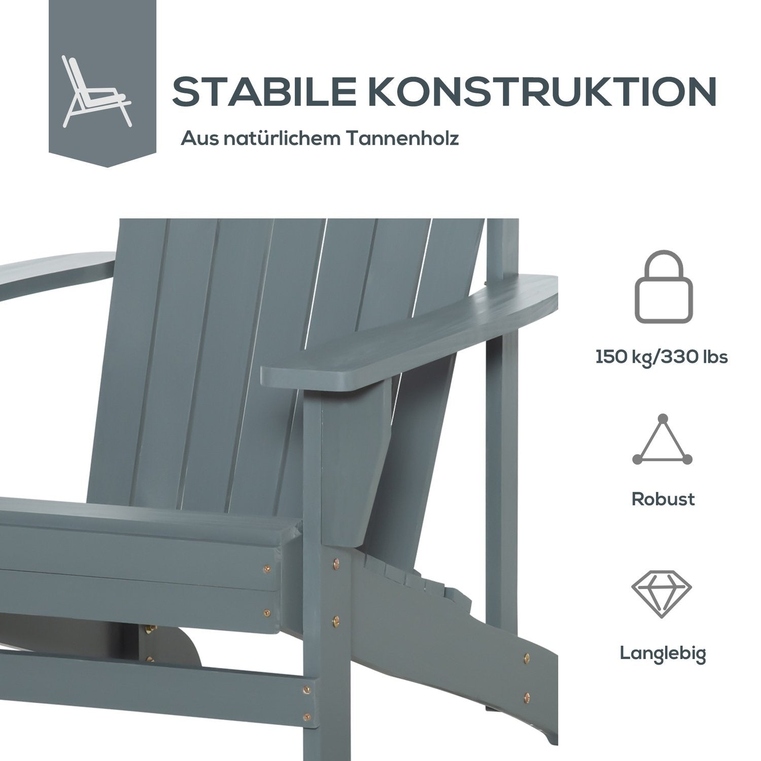 Adirondack Hagestol Med koppholder Hagestol Balkongstol Heltre Mørkegrå 97 X 72,5 X 93 Cm