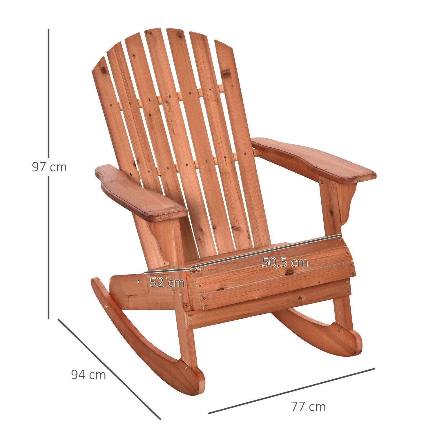 Adirondack Hagestol Gyngestol Hagestol Hagemøbler Balkongstol Naturlig 77 X 94 X 97 Cm