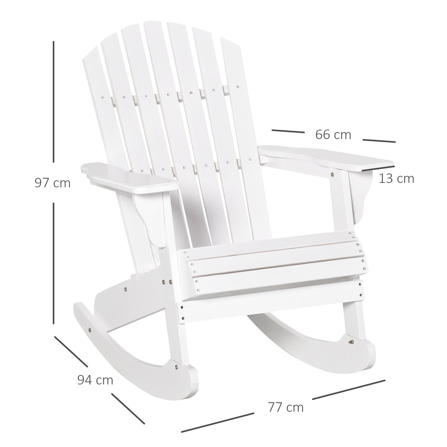 Adirondack Trädgårdsstol Gungstol Gungstol Trädgårdsstol Trädgårdsmöbler Balkongstol Vit 77 X 94 X 97 Cm