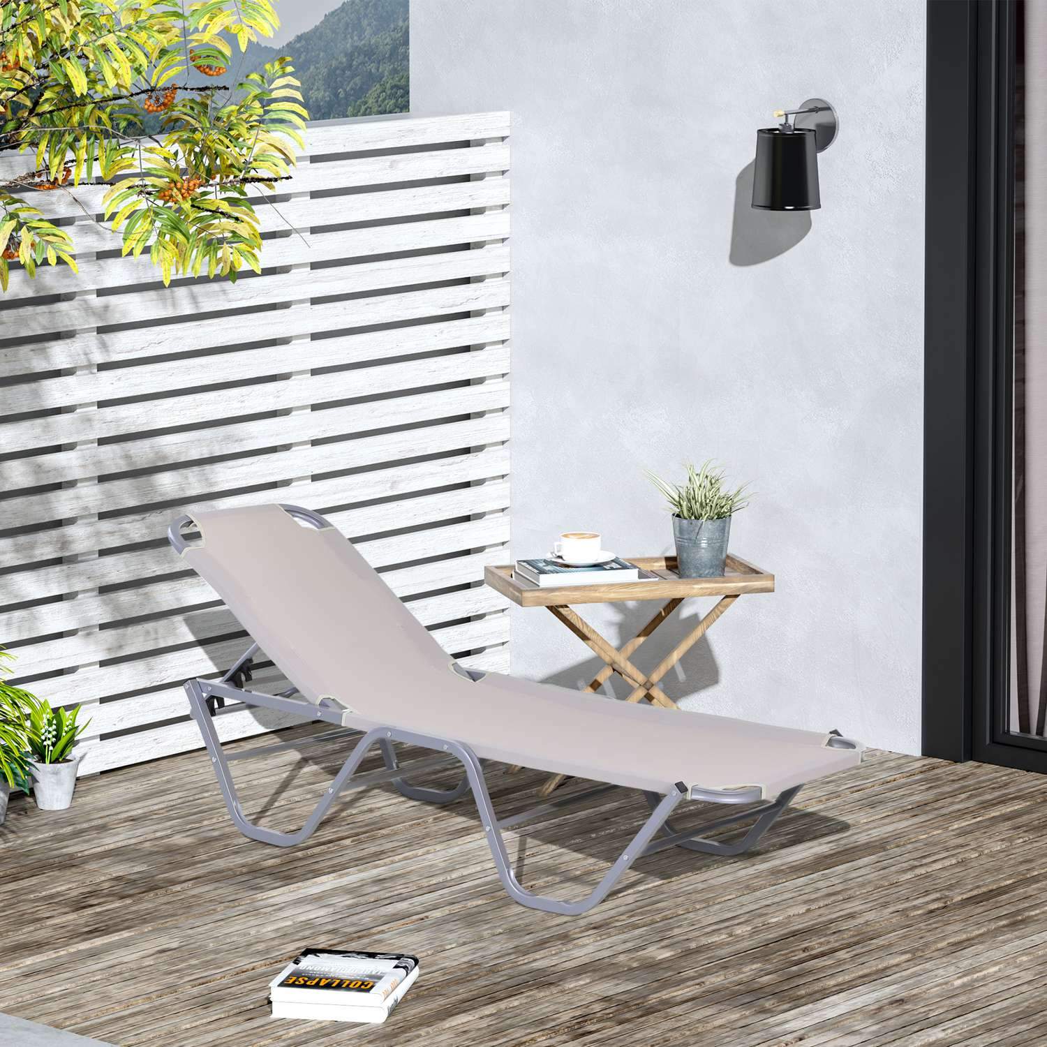 Beach Solstol Solstol 5-Vägs Justerbar Aluminium Textline Beige 163X58.5X91Cm