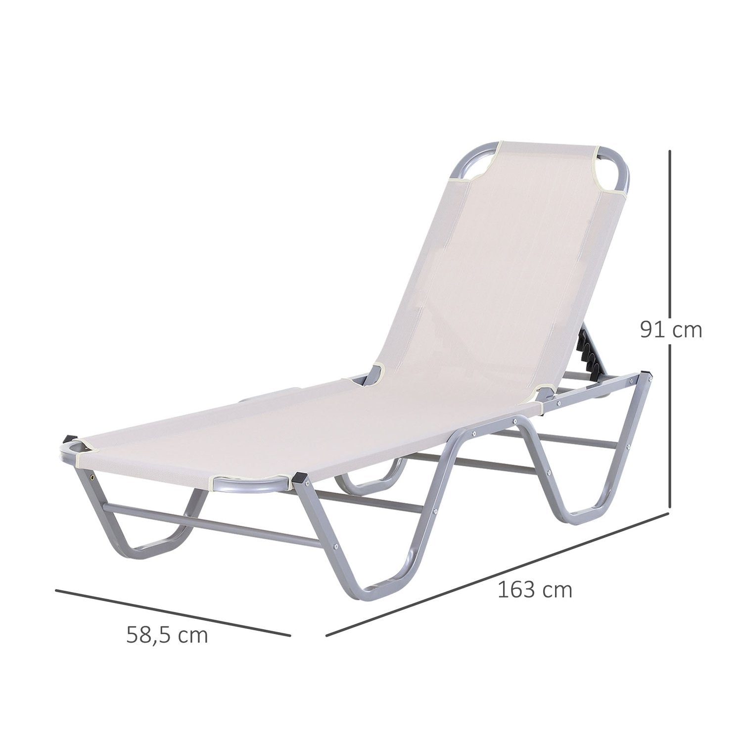 Beach Solstol Solstol 5-Vägs Justerbar Aluminium Textline Beige 163X58.5X91Cm