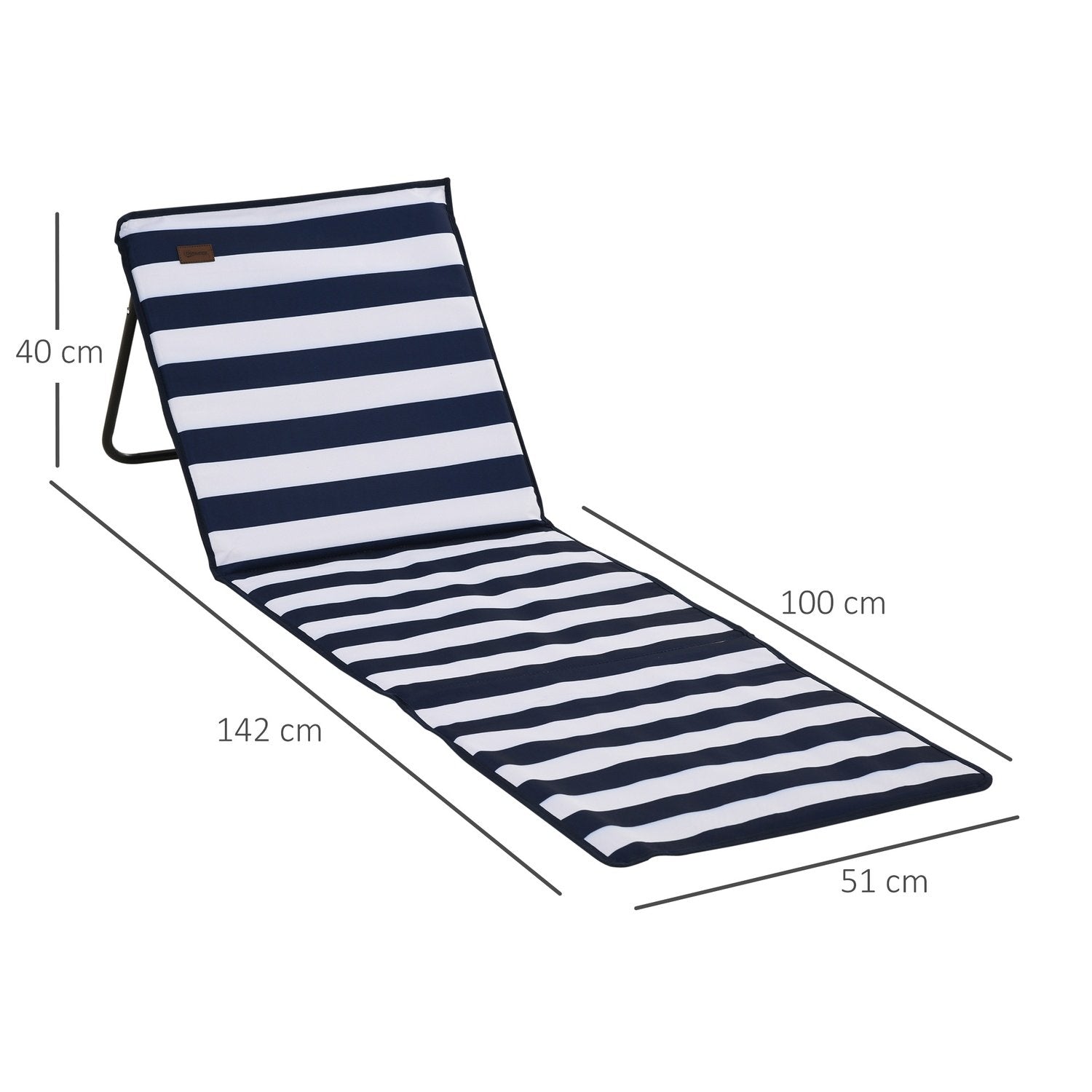 Beach Mat Set Med 2 Vikbar Justerbar Bärväska Tidskriftsväska Stål Oxford Blå + Vit