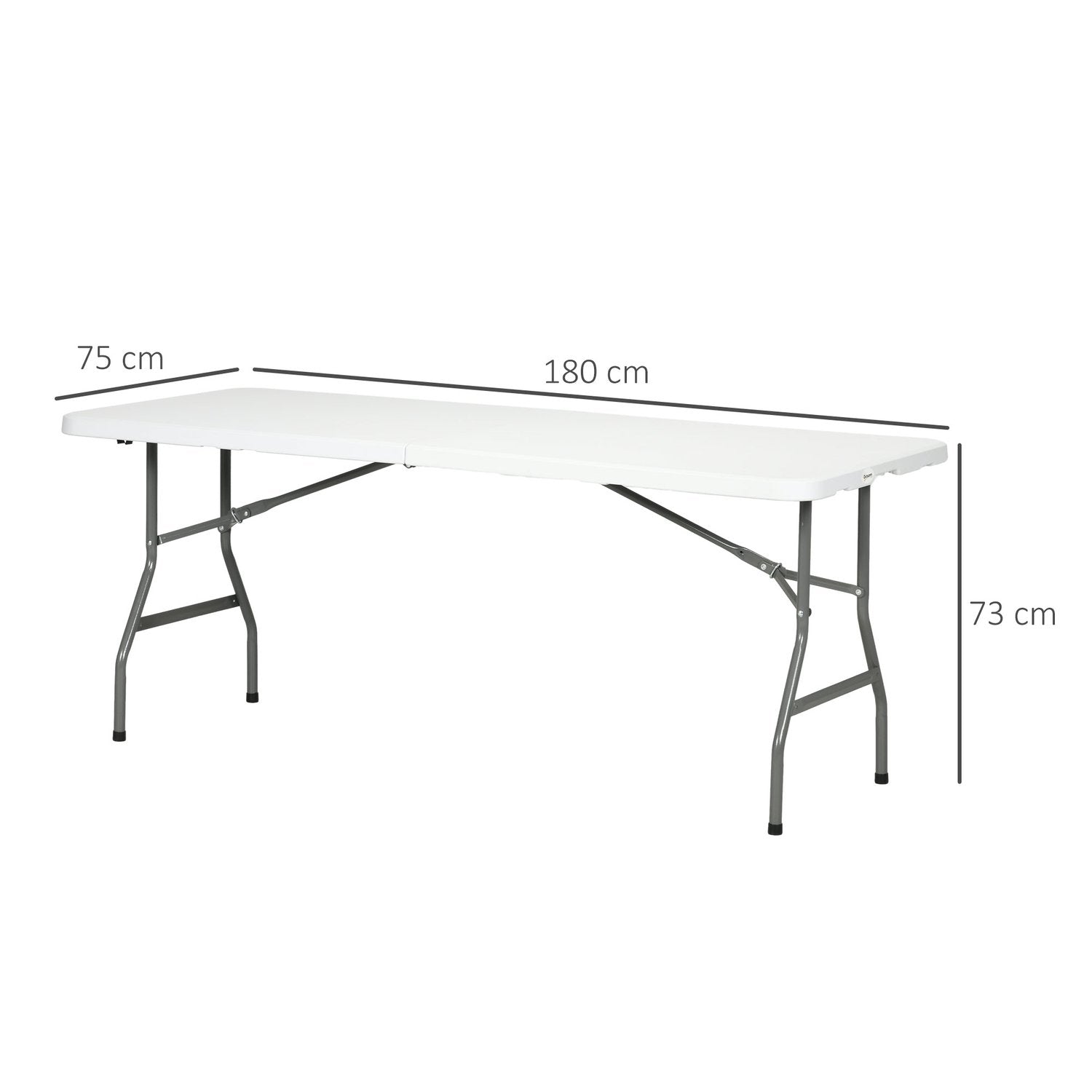 Campingbord Fällbart Balkongbord 6 Personer Buffébord Trädgård Hdpe Vit 180X75X73Cm