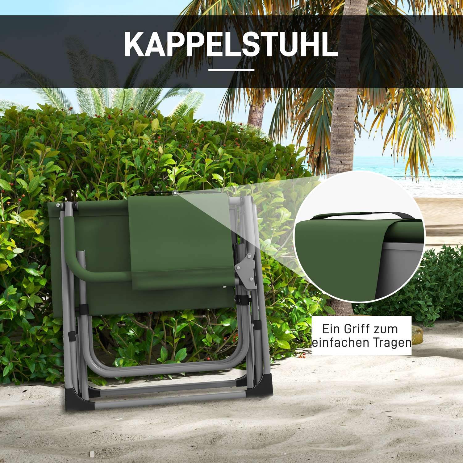 Director'S Chair Sammenleggbar campingstol med sidebord koppholder sammenleggbar stol med håndtak for camping strand Oxford Green