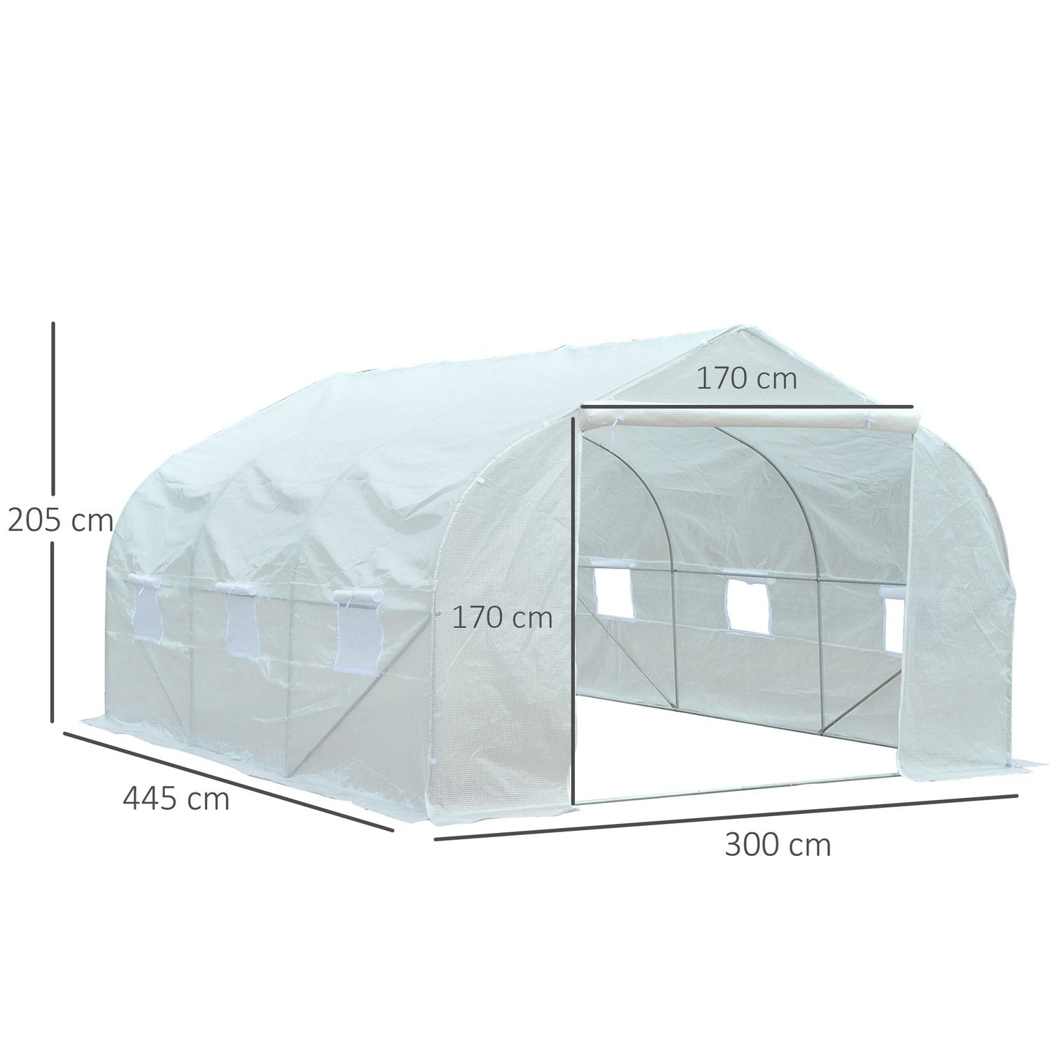 Film Drivhus 4,45X2,99X2,05M UV-beskyttelse Tomathus, Mesh-vindu, vindtett, Metall, Hvit