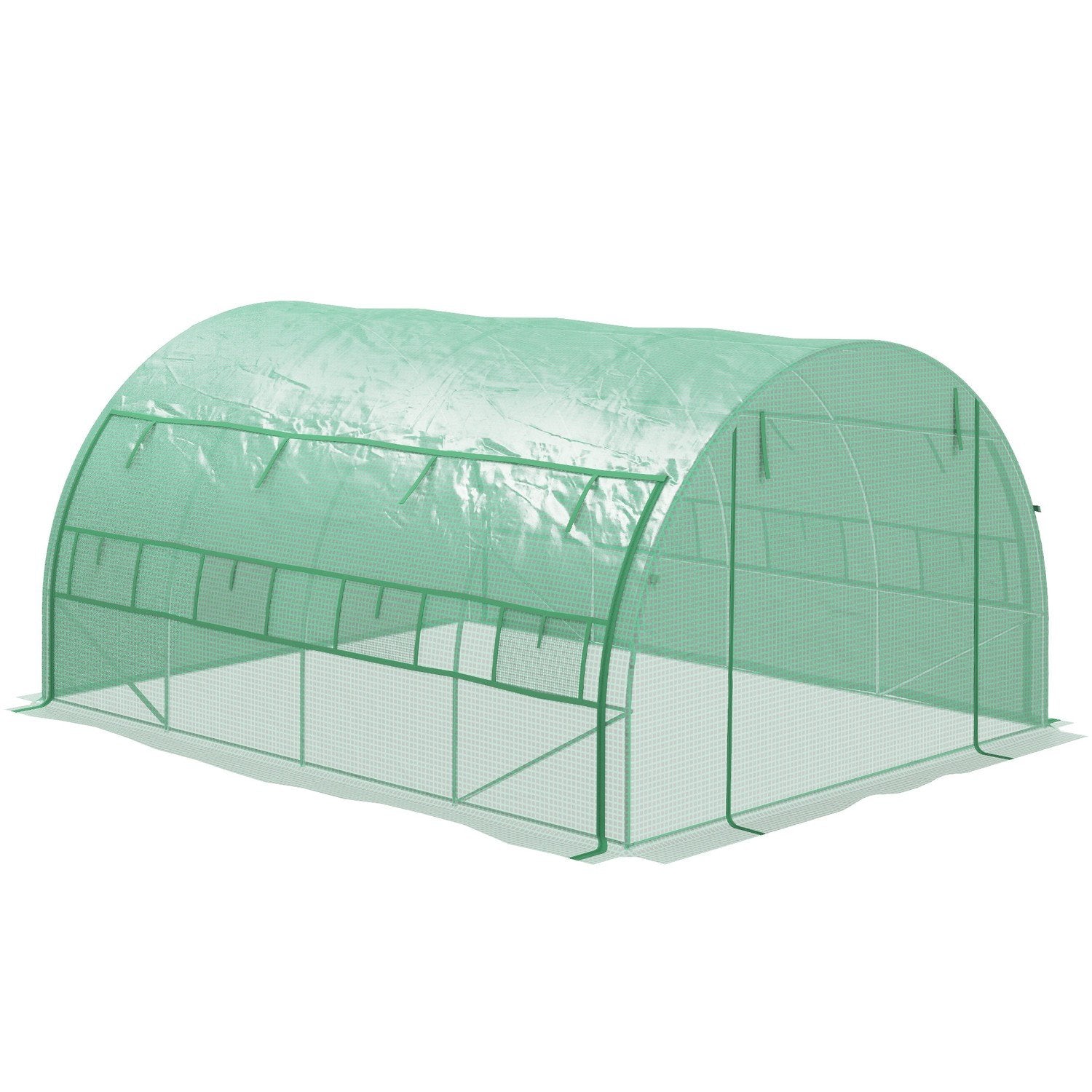 Film Drivhus Polytunnel 3,97X3X2M Walk-In, UV-beskyttelse, Roll-Up deksler, Stål, Grønn