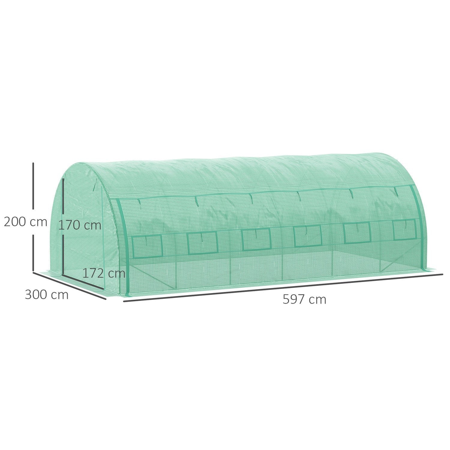 Film Drivhus Polytunnel 6X3X2M Walkable, UV-beskyttelse, Roll-Up deksler, Stålrør, Grønn