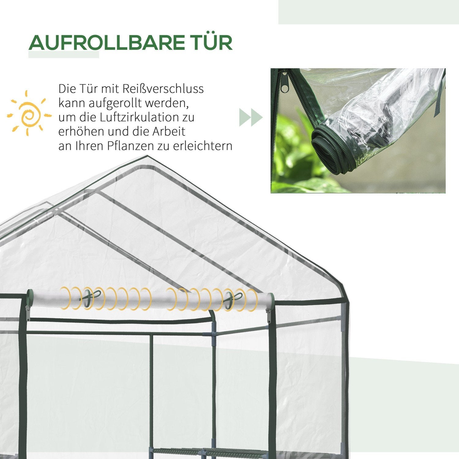 Folie Växthus Walk-In Garden Shed Tomat Växthus Med 6 Hyllor, Transparent Stål Pvc, För Trädgård