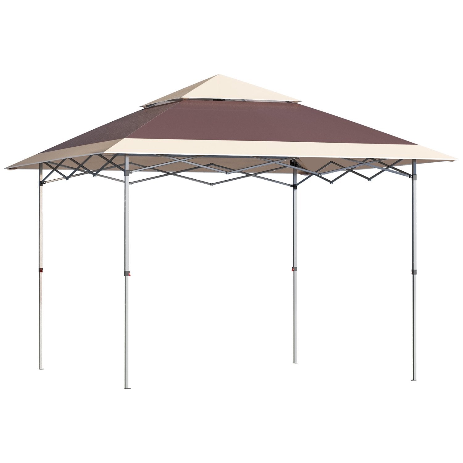 Sammenleggbart lysthus Pop Up telt Hage Gazebo Roll Bag Oxford Stoff 3,6 X 3,6 M Mørkebrun + Khaki