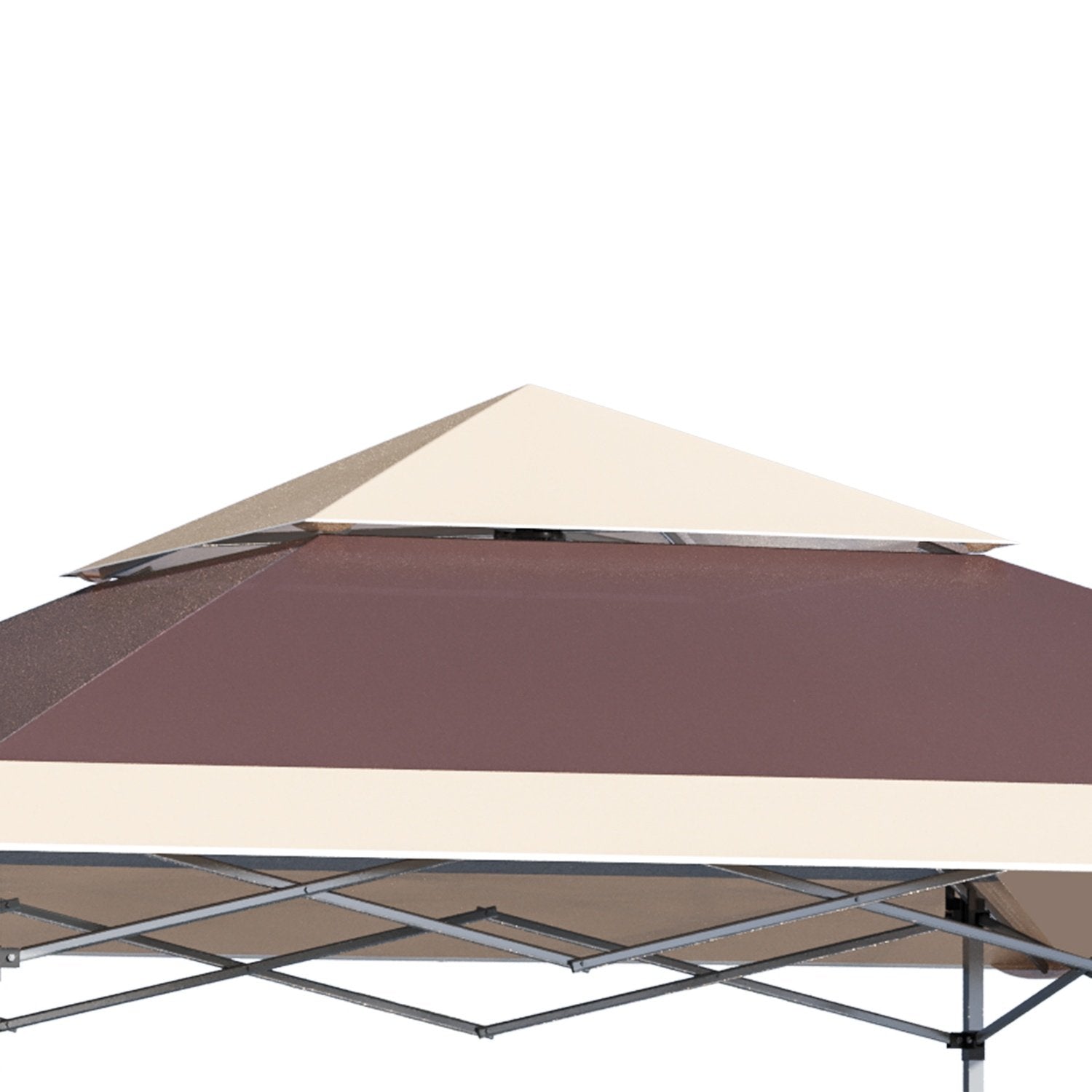 Sammenleggbart lysthus Pop Up telt Hage Gazebo Roll Bag Oxford Stoff 3,6 X 3,6 M Mørkebrun + Khaki