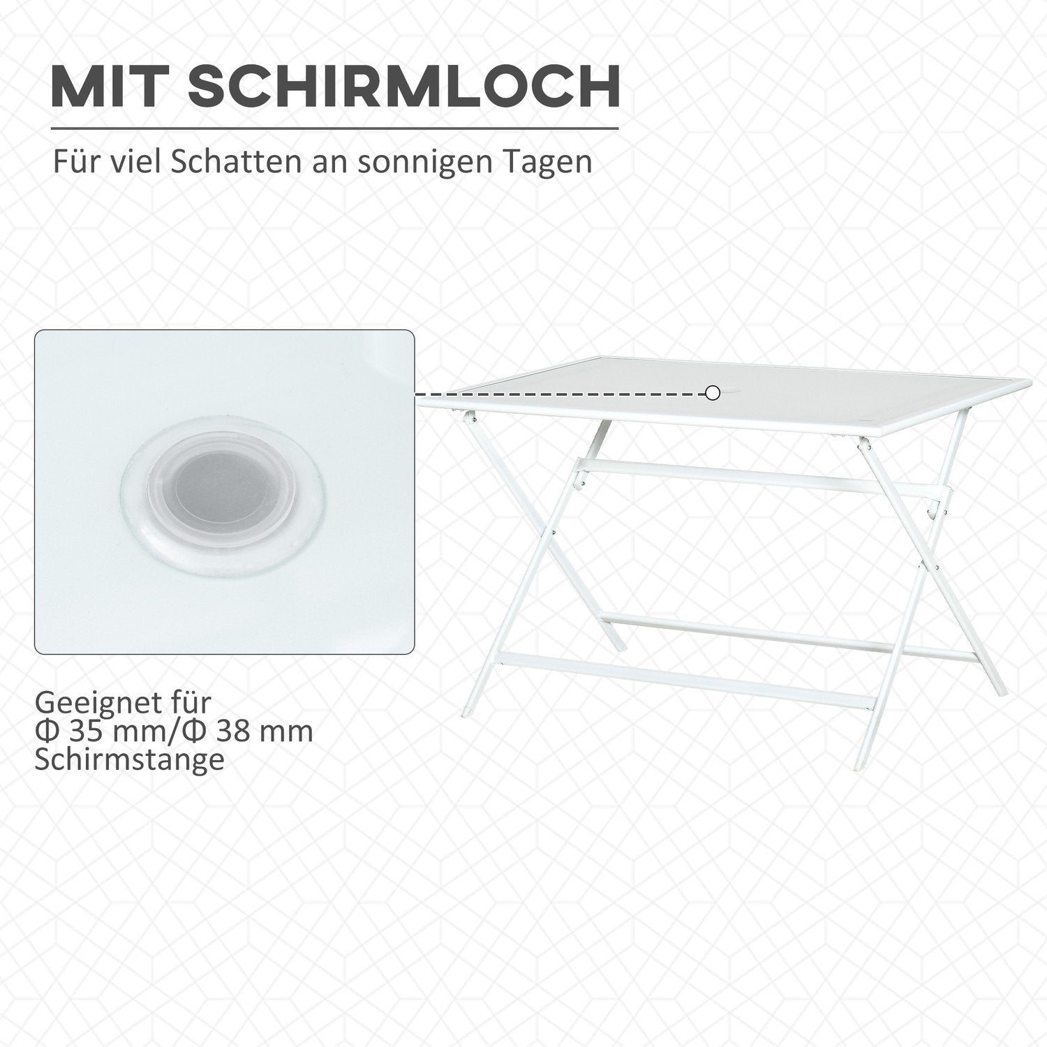 Sammenleggbart bord Hagebord Paraply Hull Sammenleggbart bord Sidebord Balkongbord Piknikbord Metall 110X70X70Cm