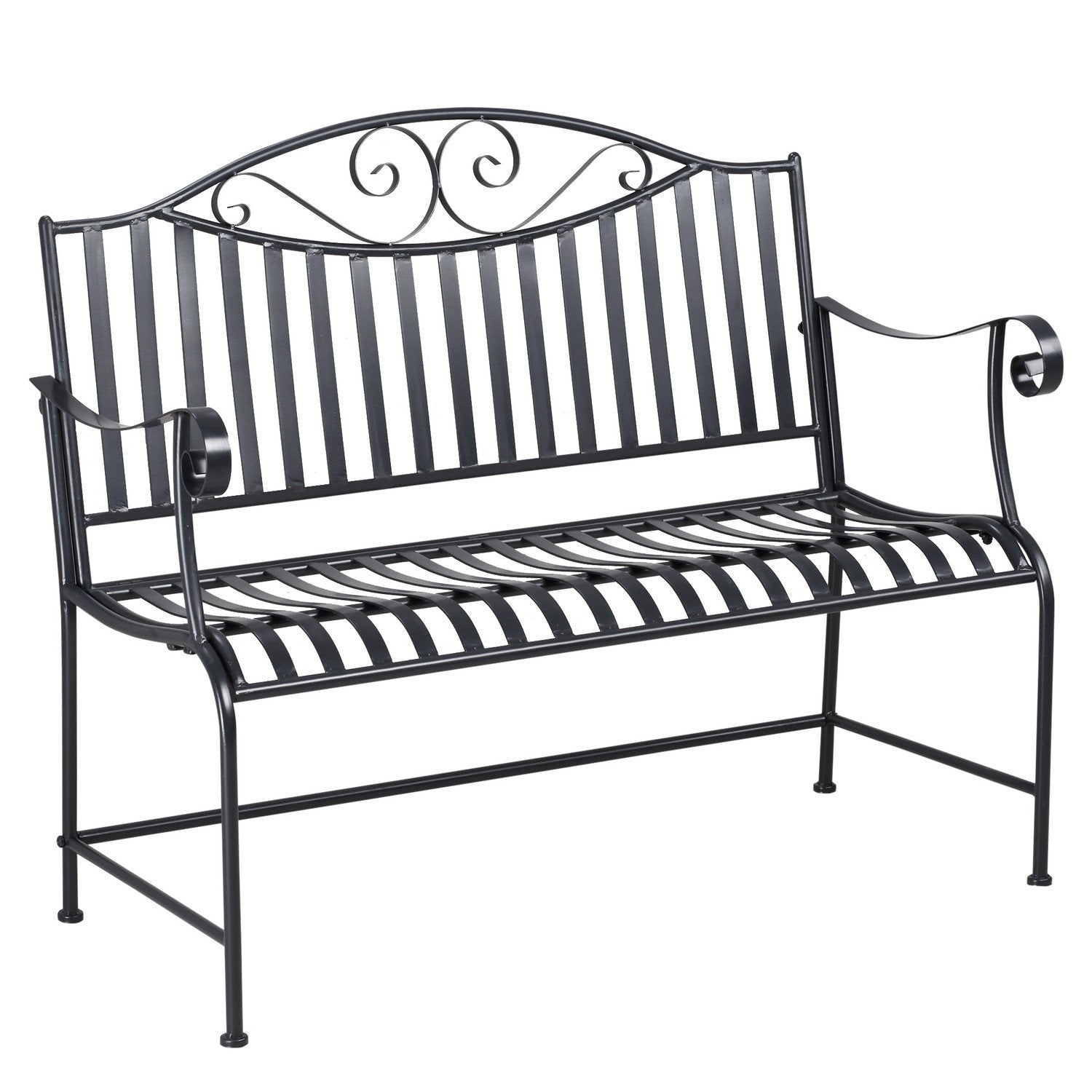 Hagebenk For 2 personer Parkbenk Armlene Metallbenk Hage Balkong Uteplass Opptil 220 kg Grå 155X54X96Cm