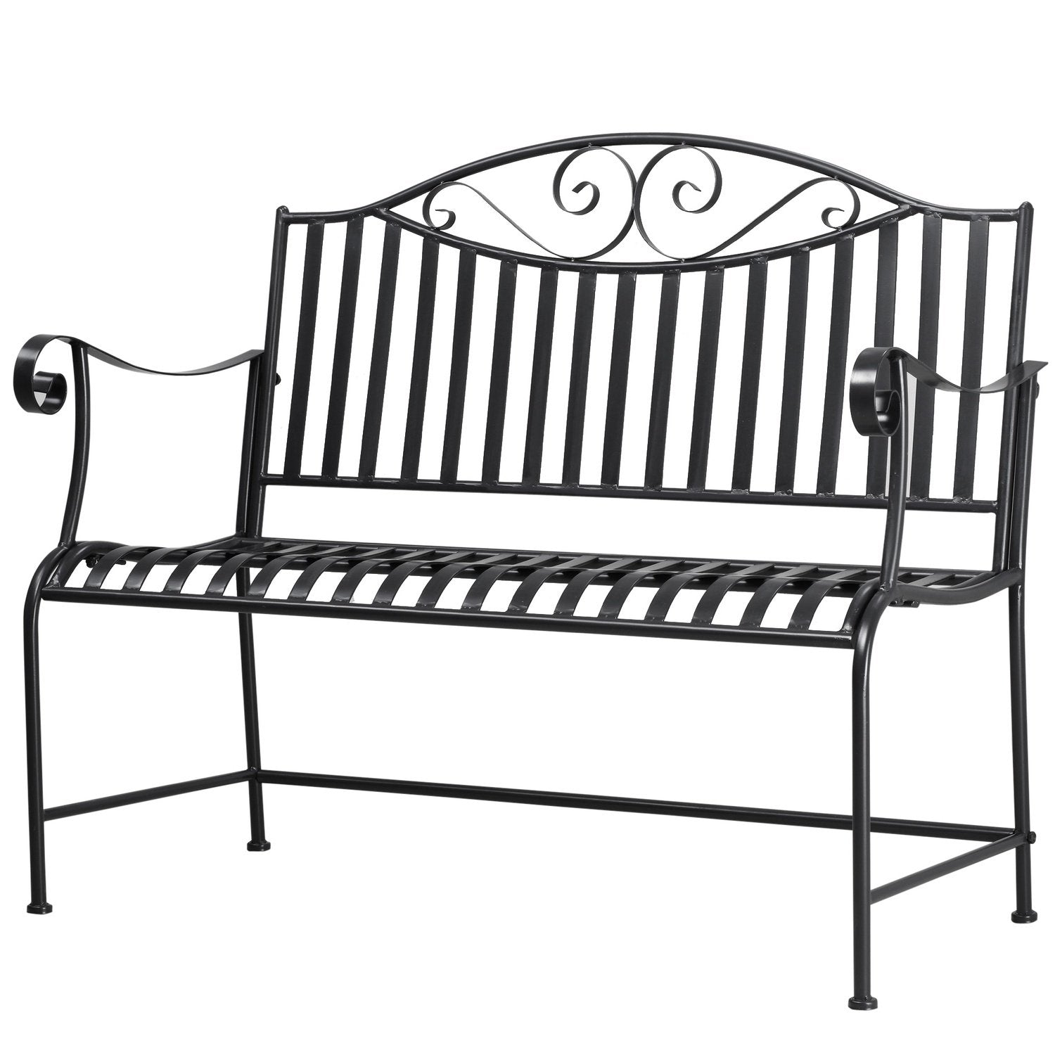 Hagebenk For 2 personer Parkbenk Armlene Metallbenk Hage Balkong Uteplass Opptil 220 kg Grå 155X54X96Cm