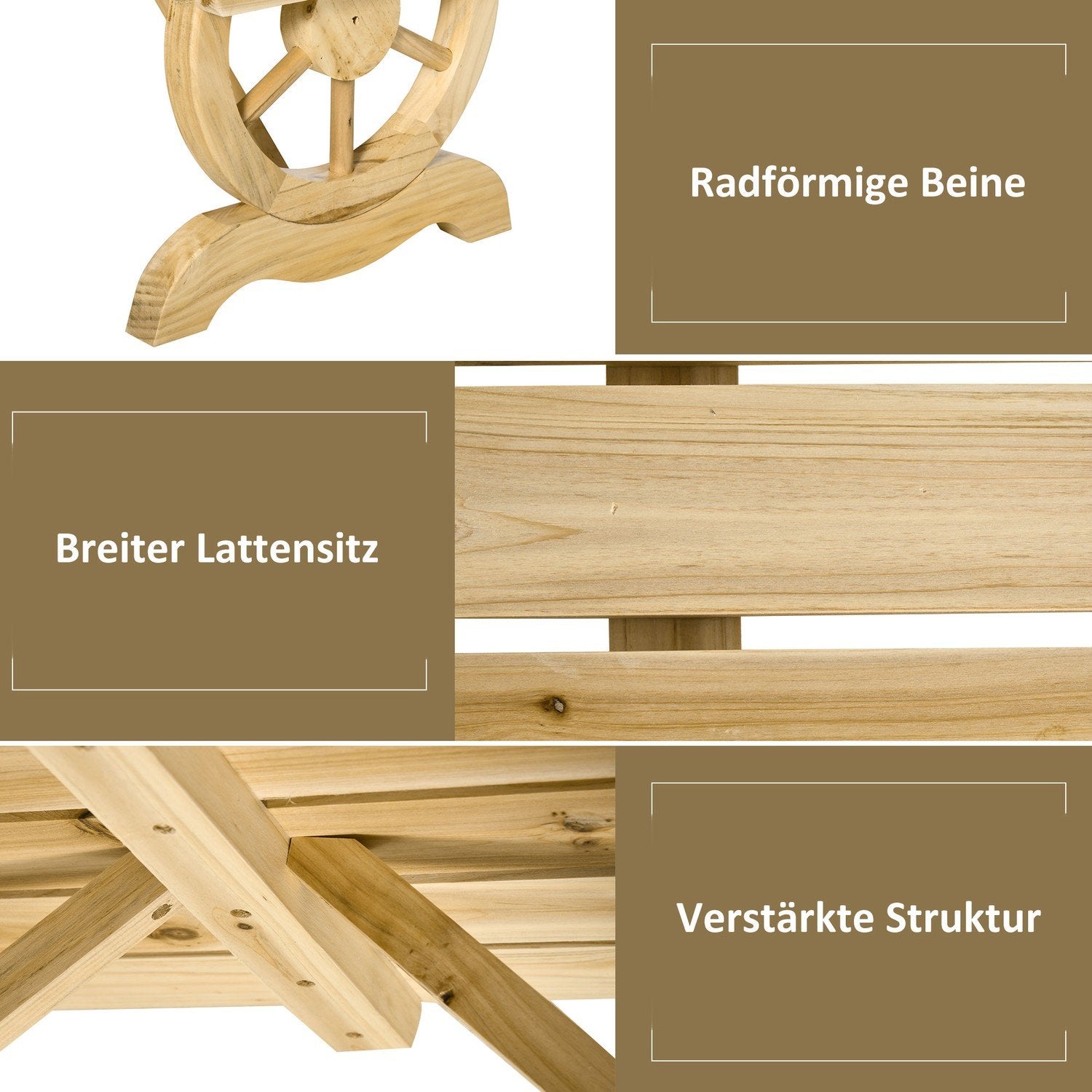 Hagebenk Tre Værbestandig Benk Hagemøbler Rustikk Benk Natur 98 X 50 X 39,5 Cm