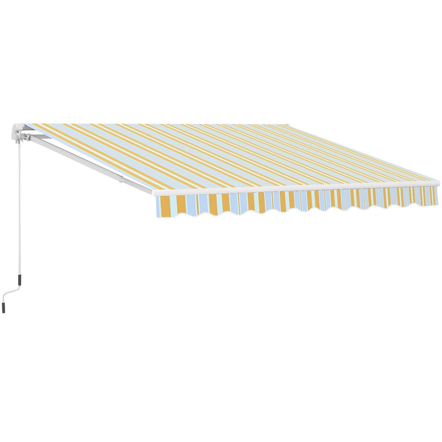 Markise med håndsveiv, foldearmsmarkise, solskjerming, aluminium, gulbeige, for balkong og terrasse