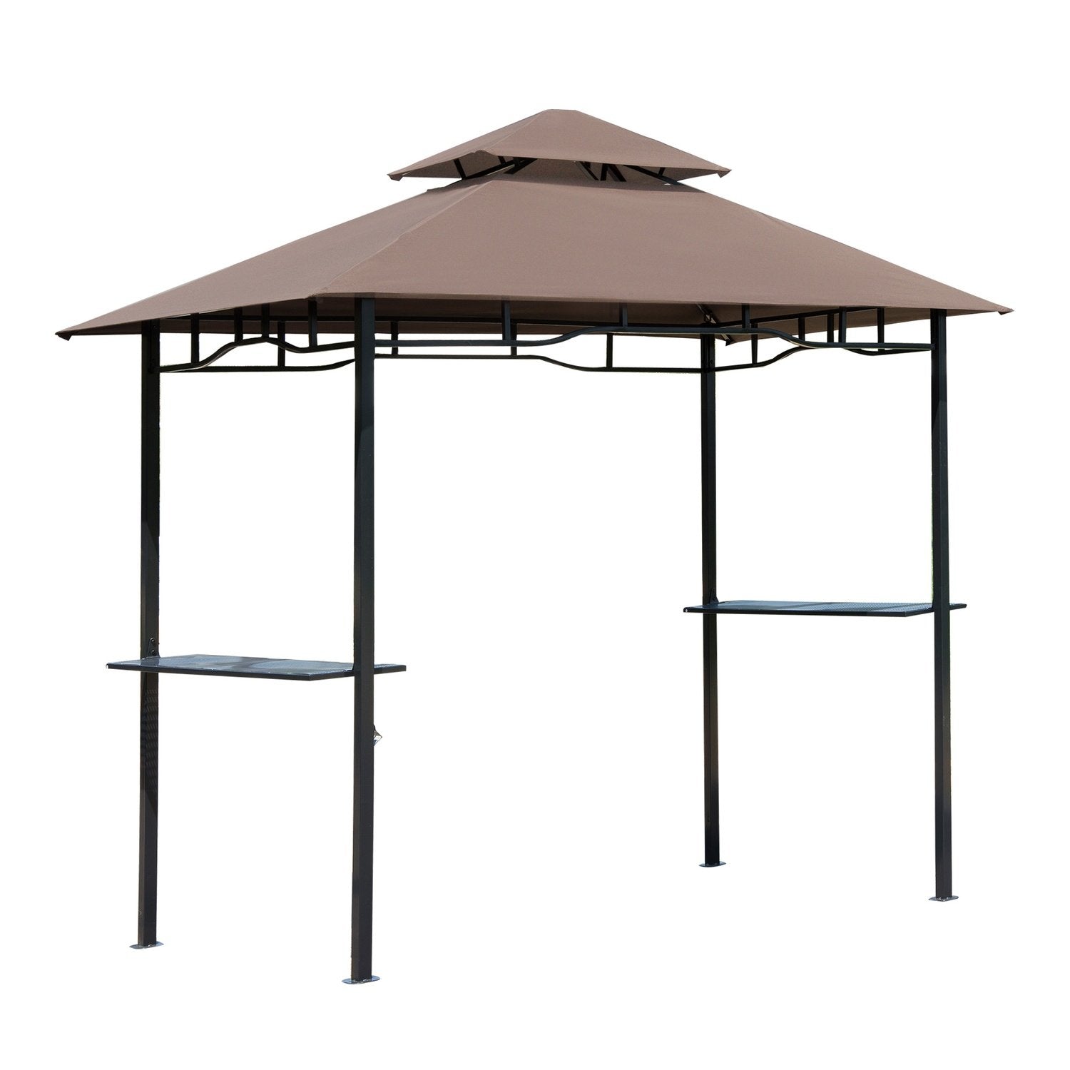 Grillpaviljong Hagetelt Flammesikkert Dobbelttak Kaffe Brun + Svart 245X148X252Cm