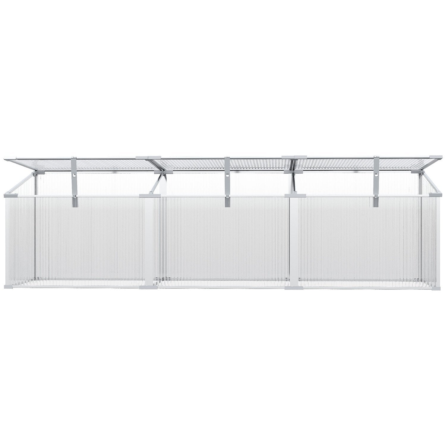 Kaldramme Aluminium, Kaldrammekasse med justerbart tak, plantebed med UV-beskyttelse, minidrivhus for hage, balkong, sølv, 180 X 51 X 51 Cm