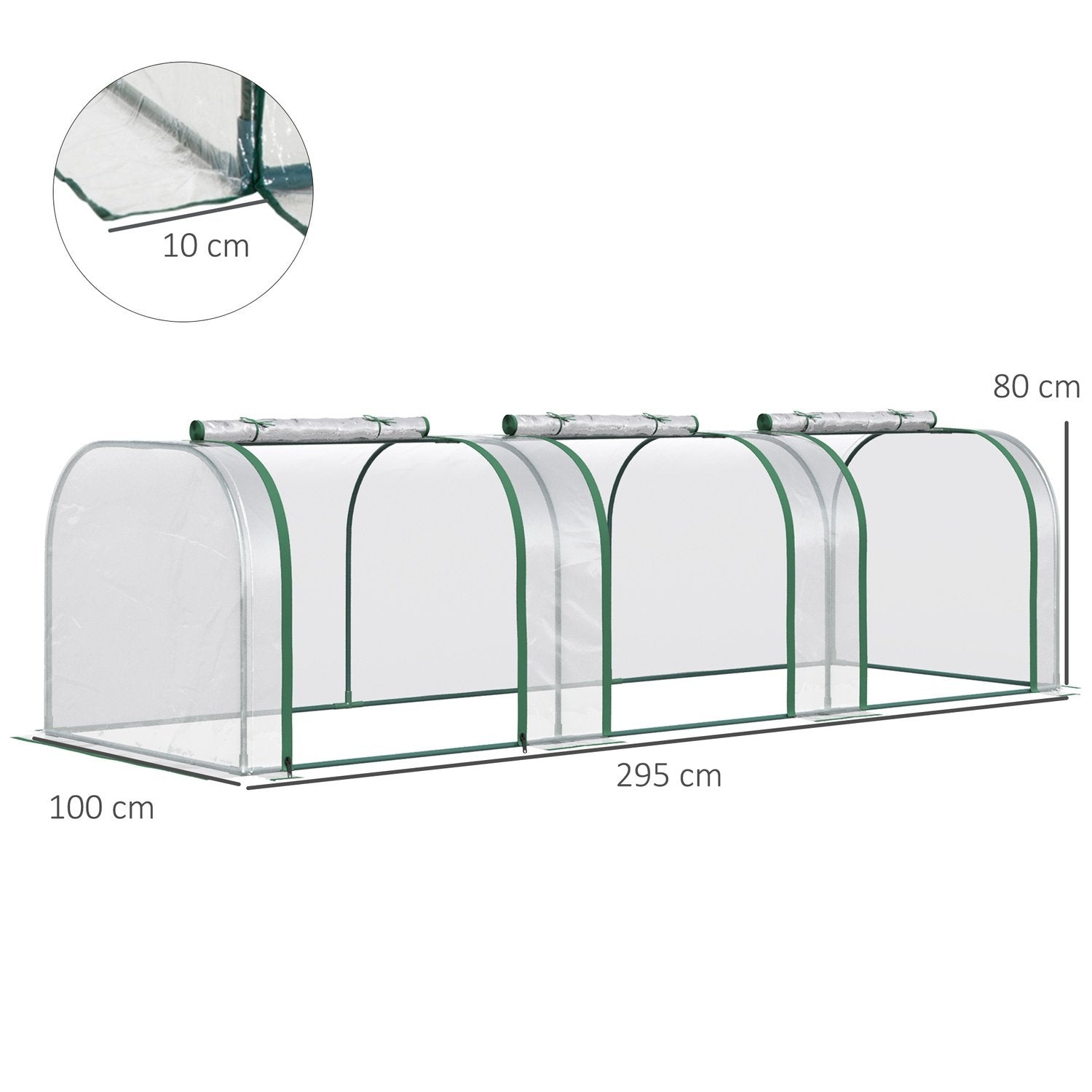 Folie Drivhus, Drivhus, Drivhus Med Dør, Kaldramme, Drivhus, Plantedyrking, Folie, Stål, Transparent, 295 X 100 X 80 Cm