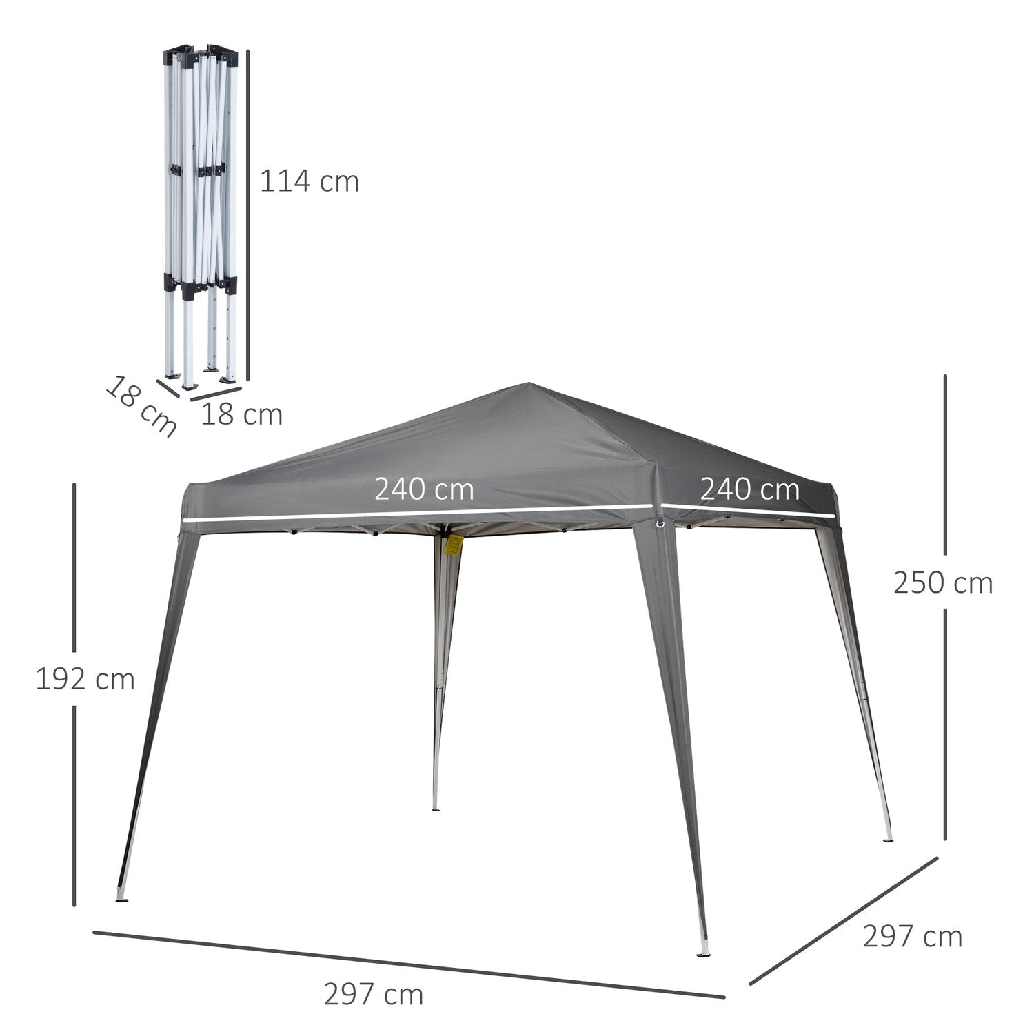 Sammenleggbar Pavilion Pavilion Sammenleggbar telt Festtelt Inkludert bæreveske 2,4X2,4M Stålgrå